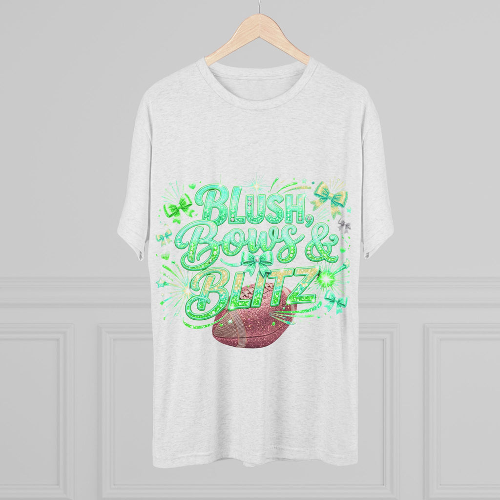 Blush, Bows & Blitz Football Tee — Cute Cheer Mom Game Day Shirt
