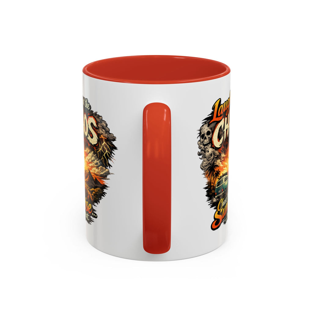Laugh at the Chaos Sunrise Accent Coffee Mug — Retro Beach Camper Coffee Cup (11/15 oz)