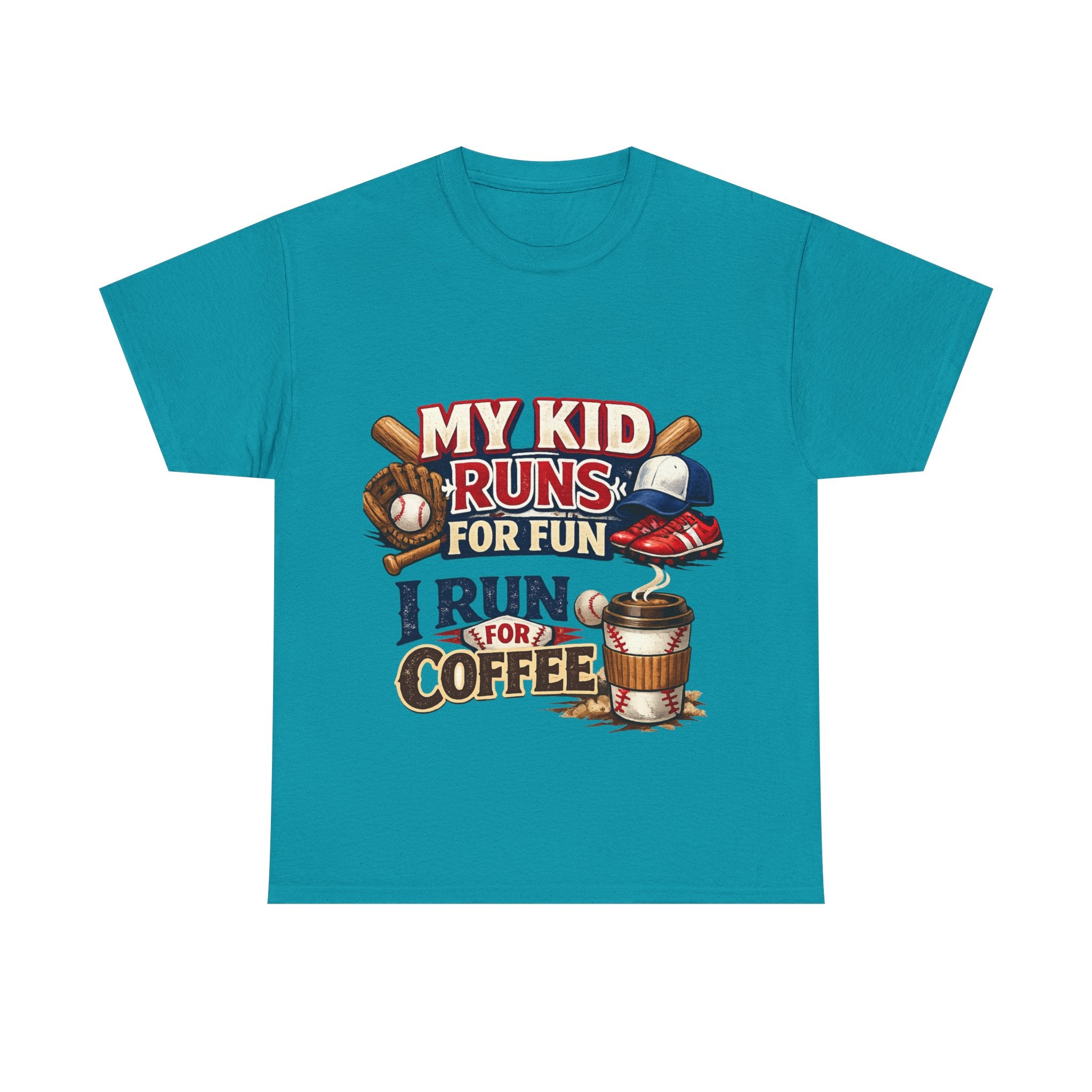 T-Shirt — "My Kid Runs For Fun, I Run For Coffee" Baseball Parent Tee
