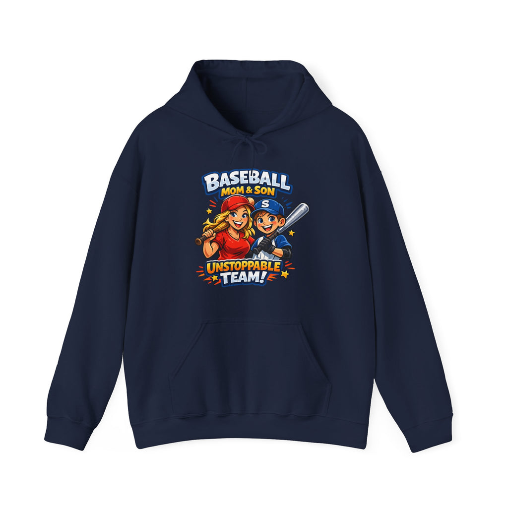 Baseball Mom & Son Hoodie – "Unstoppable Team" Graphic Pullover