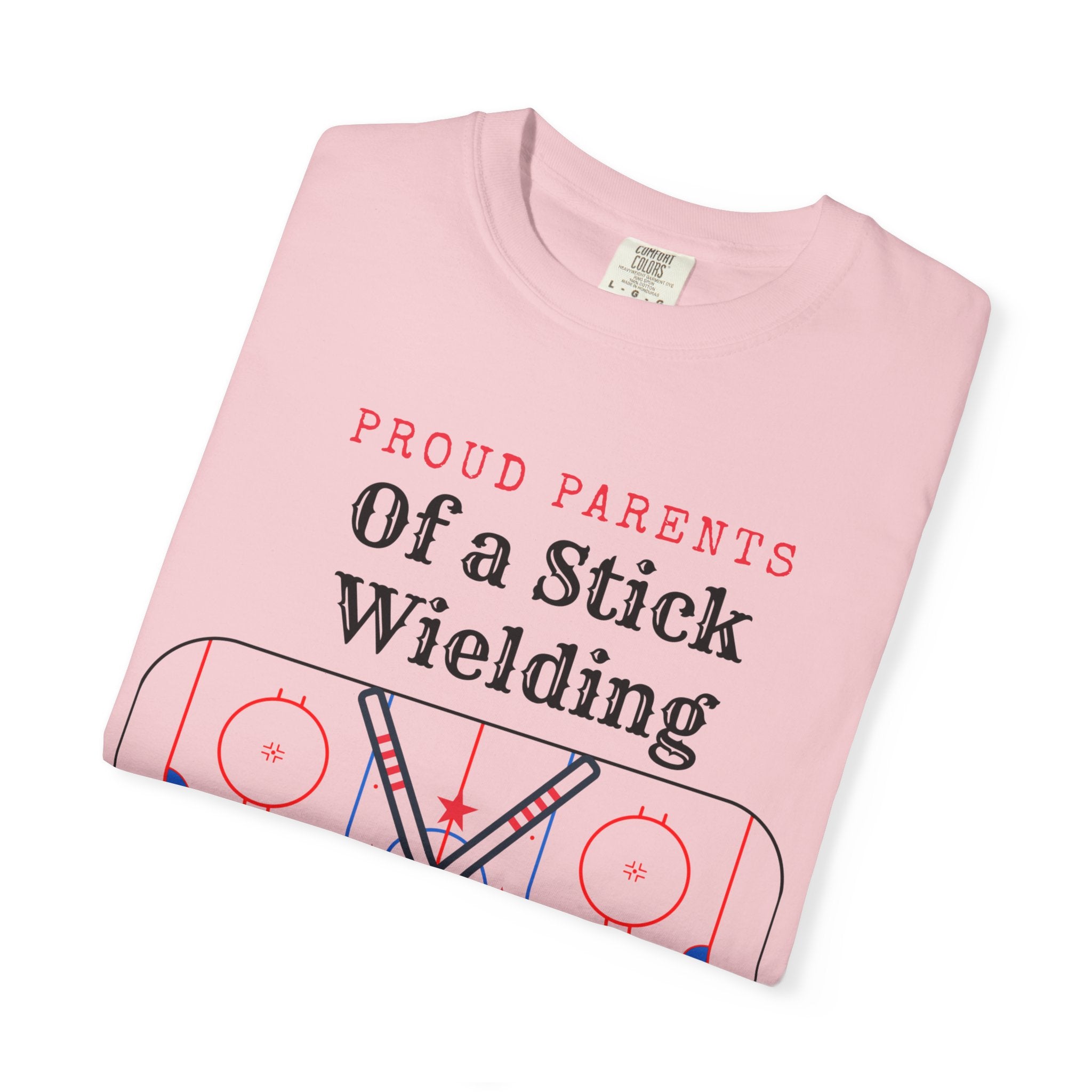 Proud Parents Of a Stick Wielding Champ T-Shirt — Hockey Mom/Dad Tee