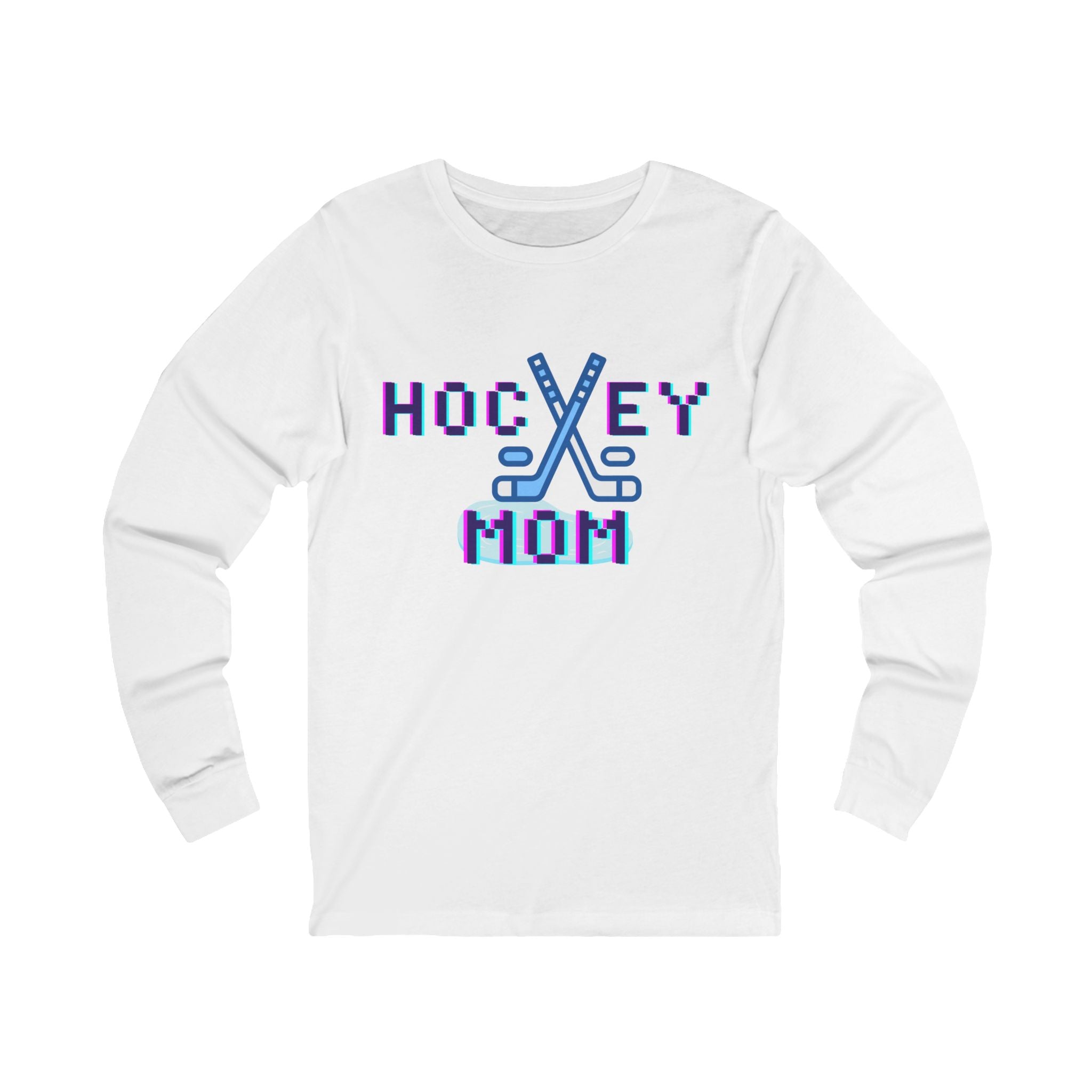 Hockey Mom Long Sleeve Tee — Pixel Hockey Sticks Graphic