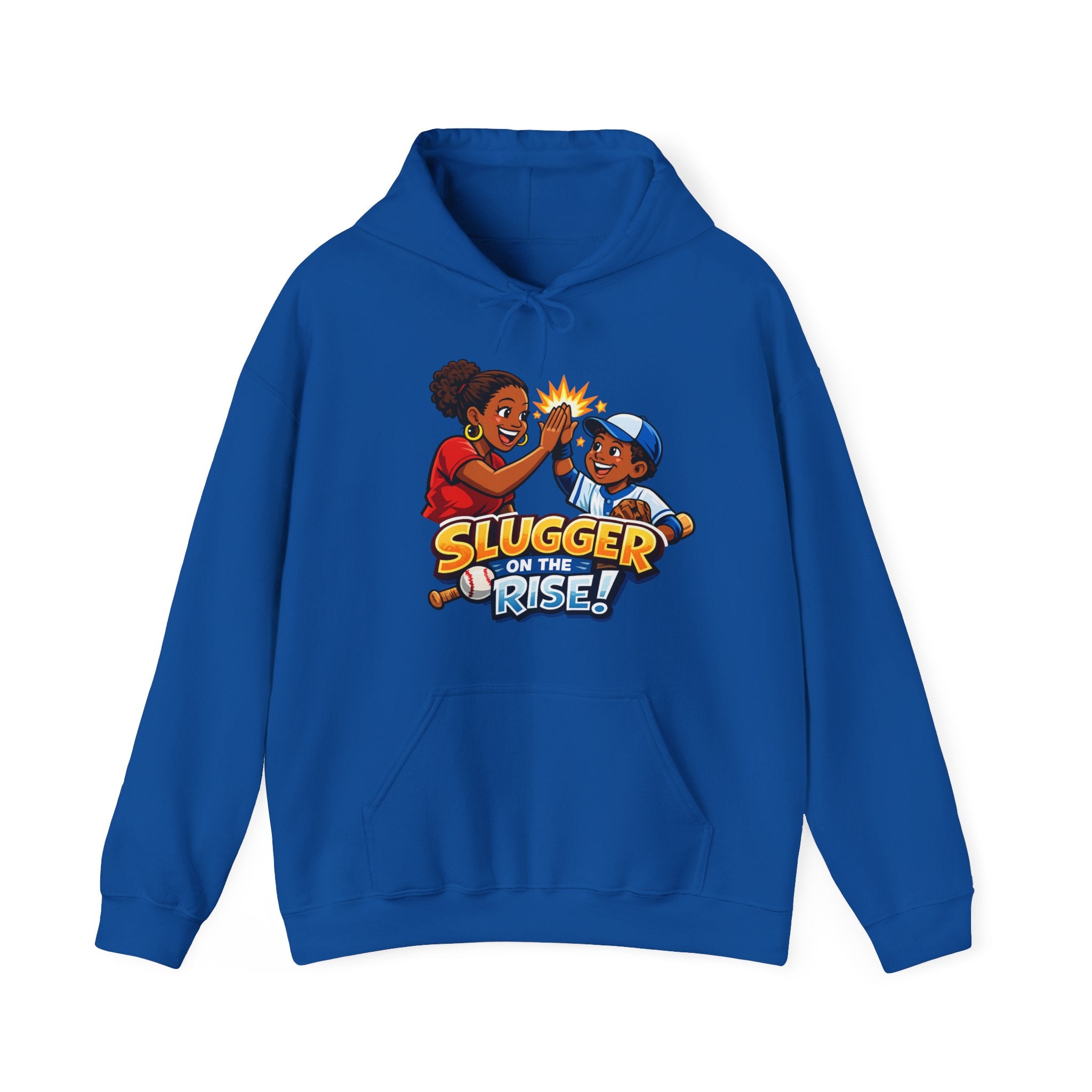 Baseball Hoodie — "Slugger on the Rise!" Kids High-Five Design