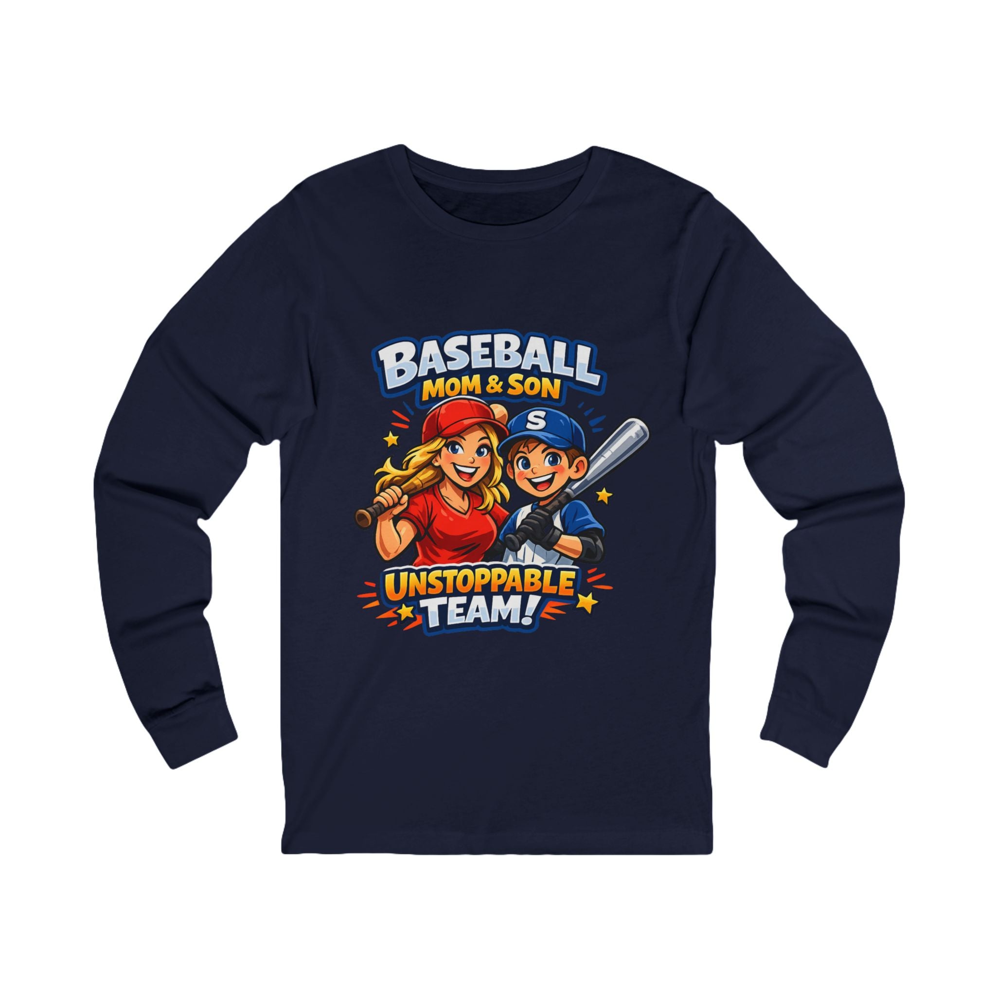 Baseball Mom & Son Long Sleeve Tee — "Unstoppable Team"