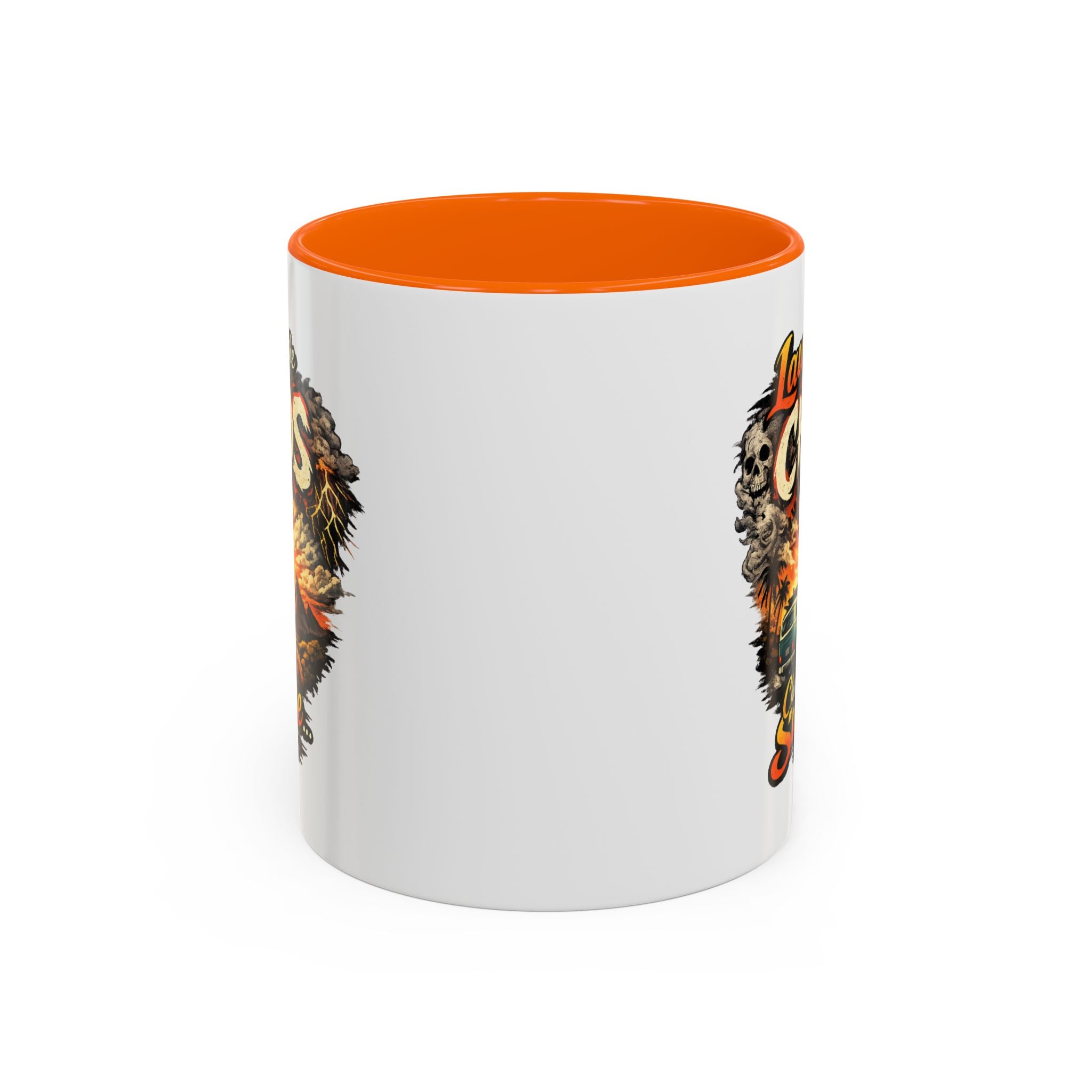 Laugh at the Chaos Sunrise Accent Coffee Mug — Retro Beach Camper Coffee Cup (11/15 oz)