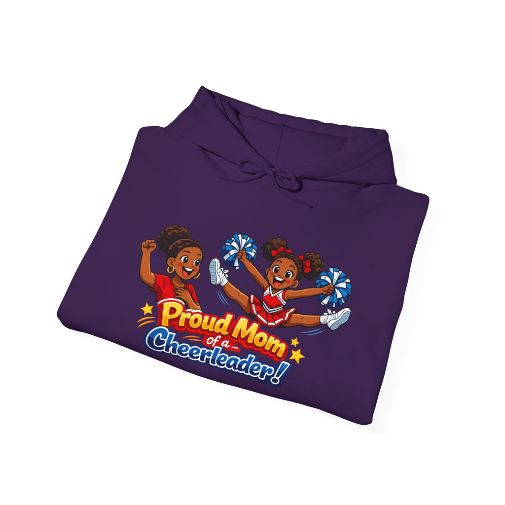 Proud Mom of a Cheerleader Hoodie — Cute Cheer Squad Graphic Sweatshirt