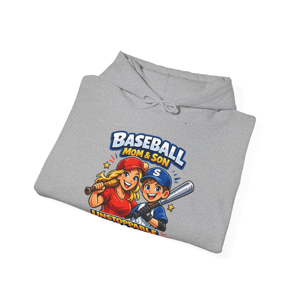 Baseball Mom & Son Hoodie – "Unstoppable Team" Graphic Pullover
