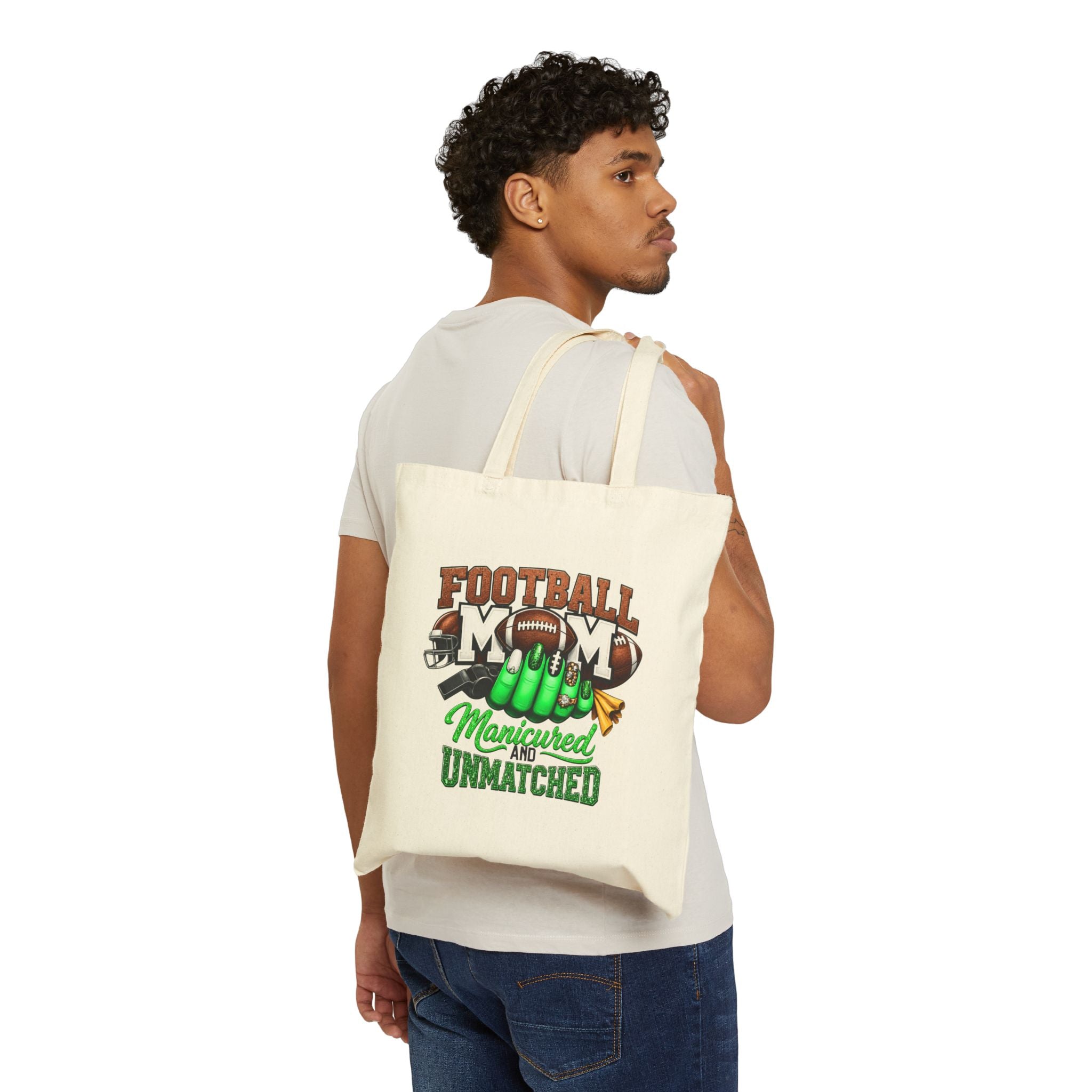 Tote — "Football Mom: Manicured and Unmatched" Canvas Bag
