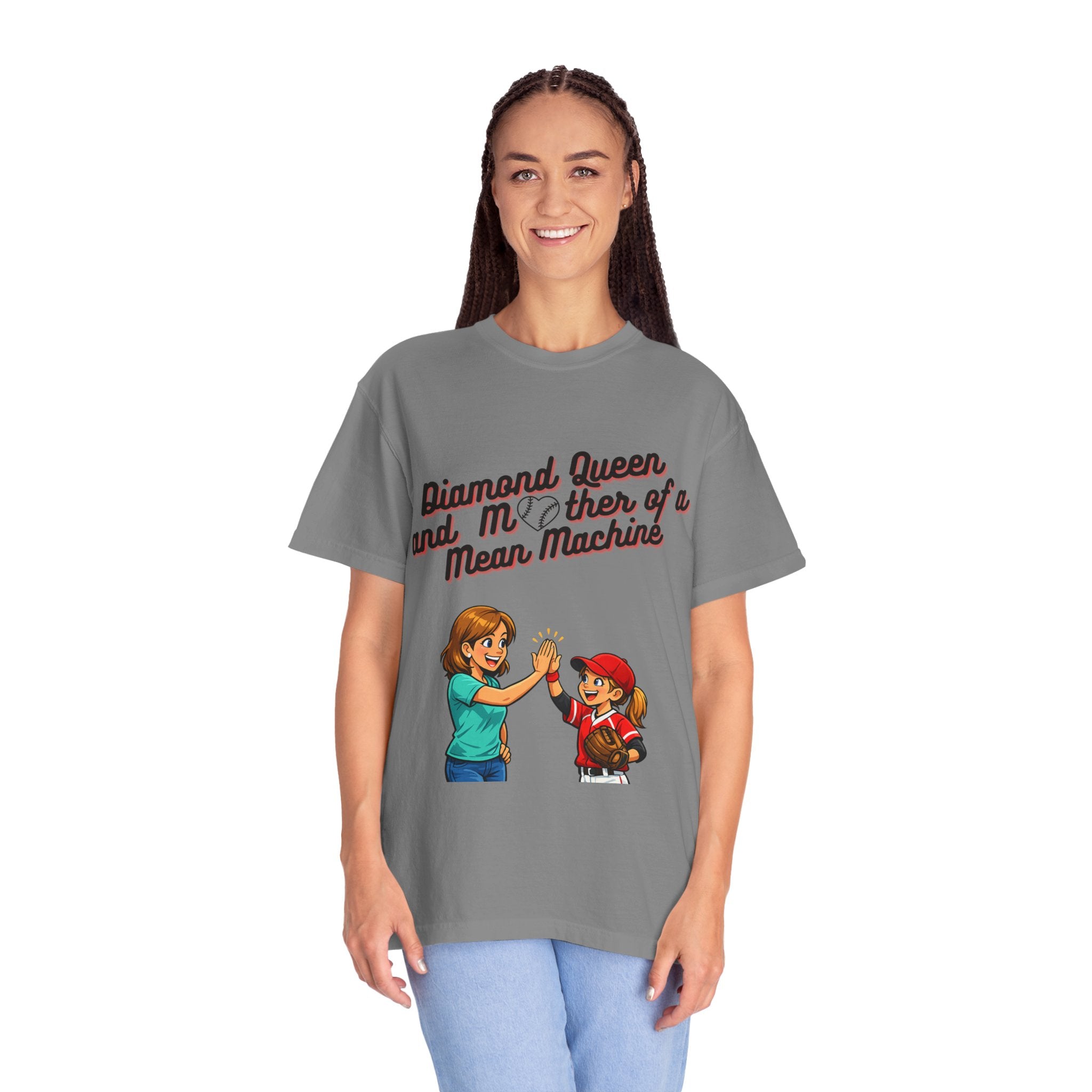 Diamond Queen & Mother of a Mean Machine T-Shirt — Mom and Daughter High-Five Graphic Tee