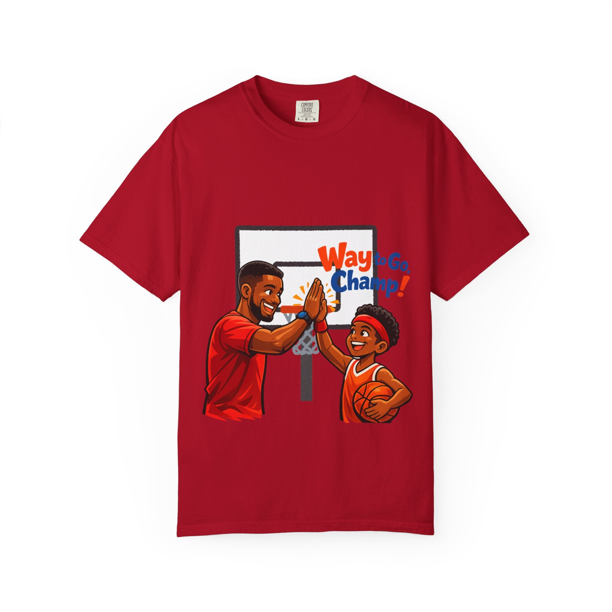 Basketball Dad & Son T-Shirt — “Way to Go, Champ!” High-Five Sports Tee