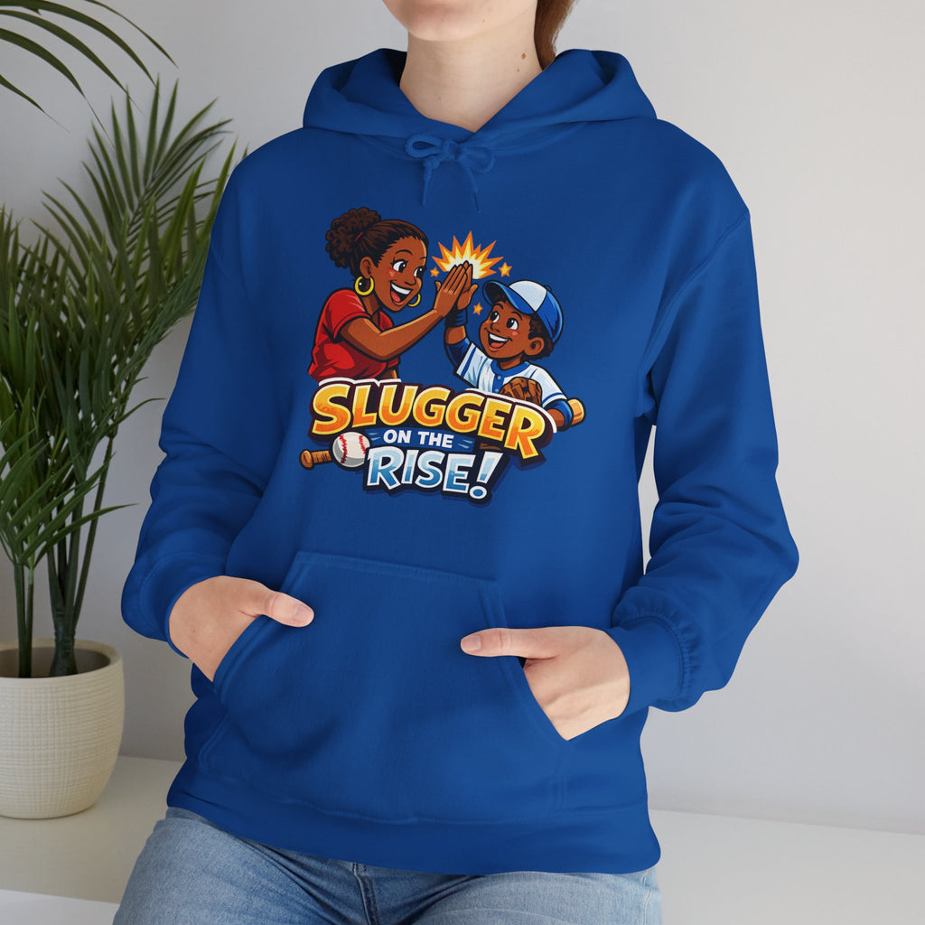 Baseball Hoodie — "Slugger on the Rise!" Kids High-Five Design