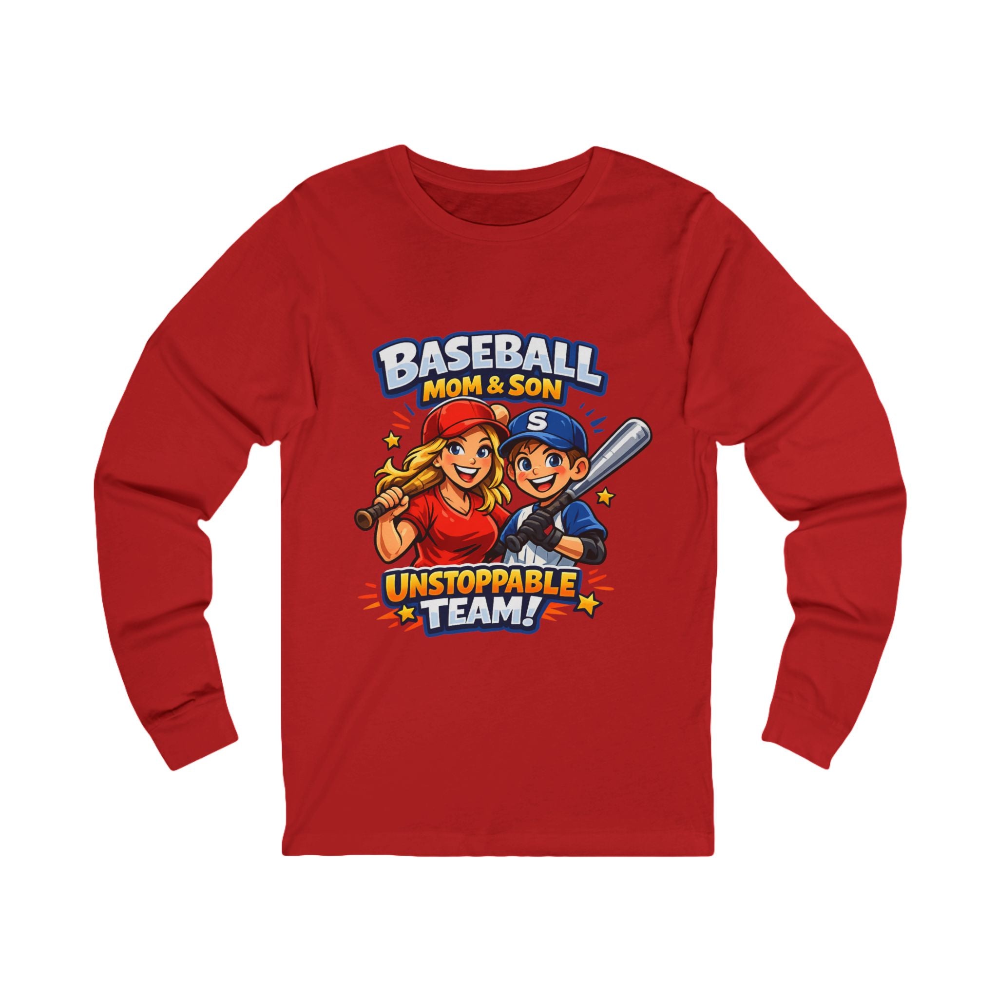 Baseball Mom & Son Long Sleeve Tee — "Unstoppable Team"