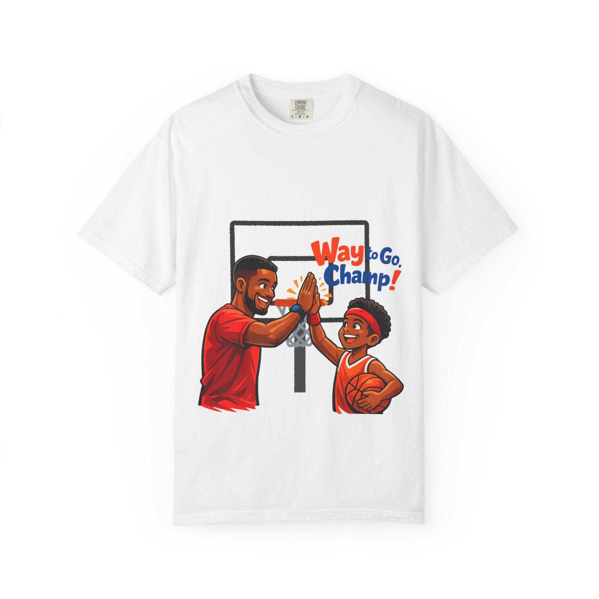 Basketball Dad & Son T-Shirt — “Way to Go, Champ!” High-Five Sports Tee