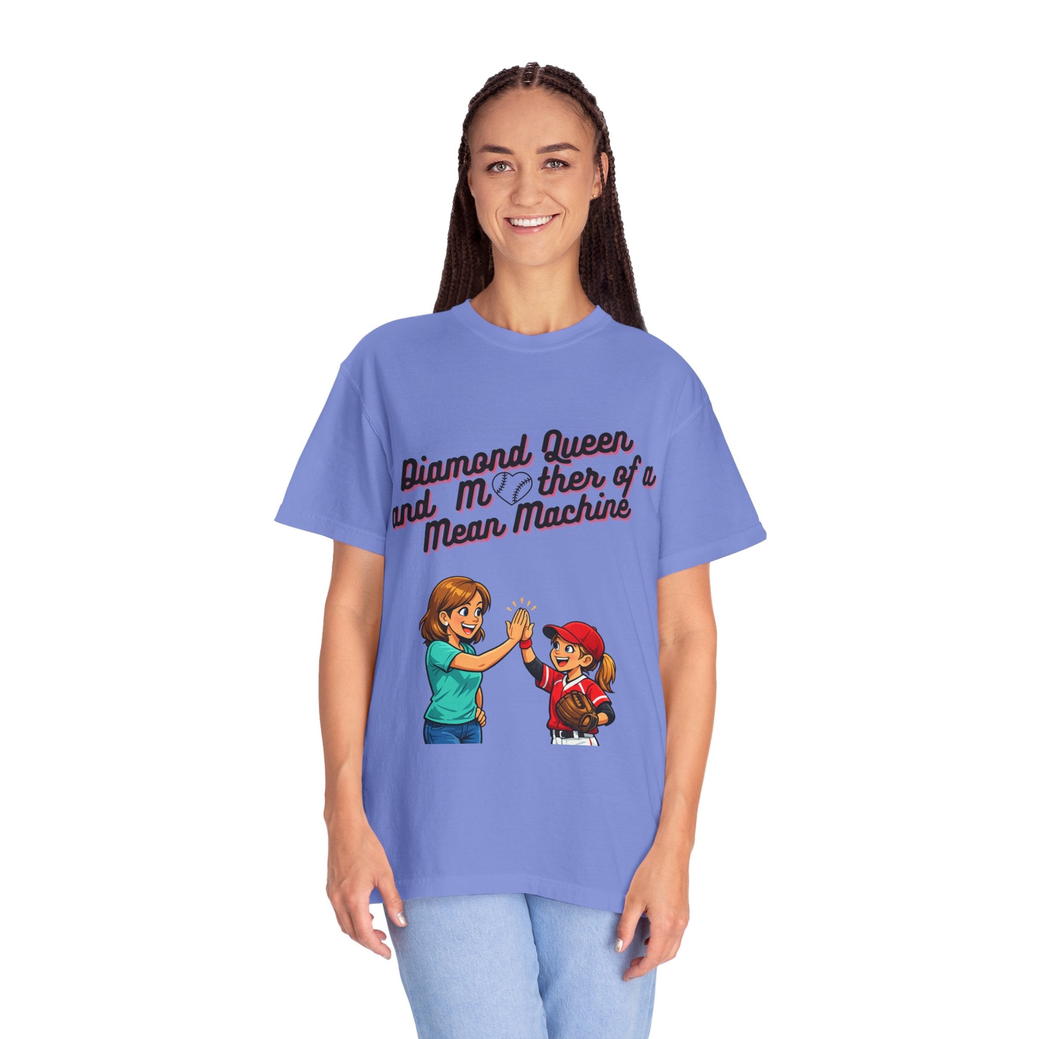 Diamond Queen & Mother of a Mean Machine T-Shirt — Mom and Daughter High-Five Graphic Tee