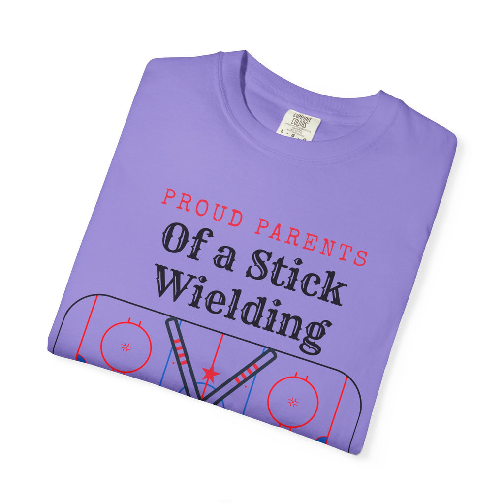 Proud Parents Of a Stick Wielding Champ T-Shirt — Hockey Mom/Dad Tee