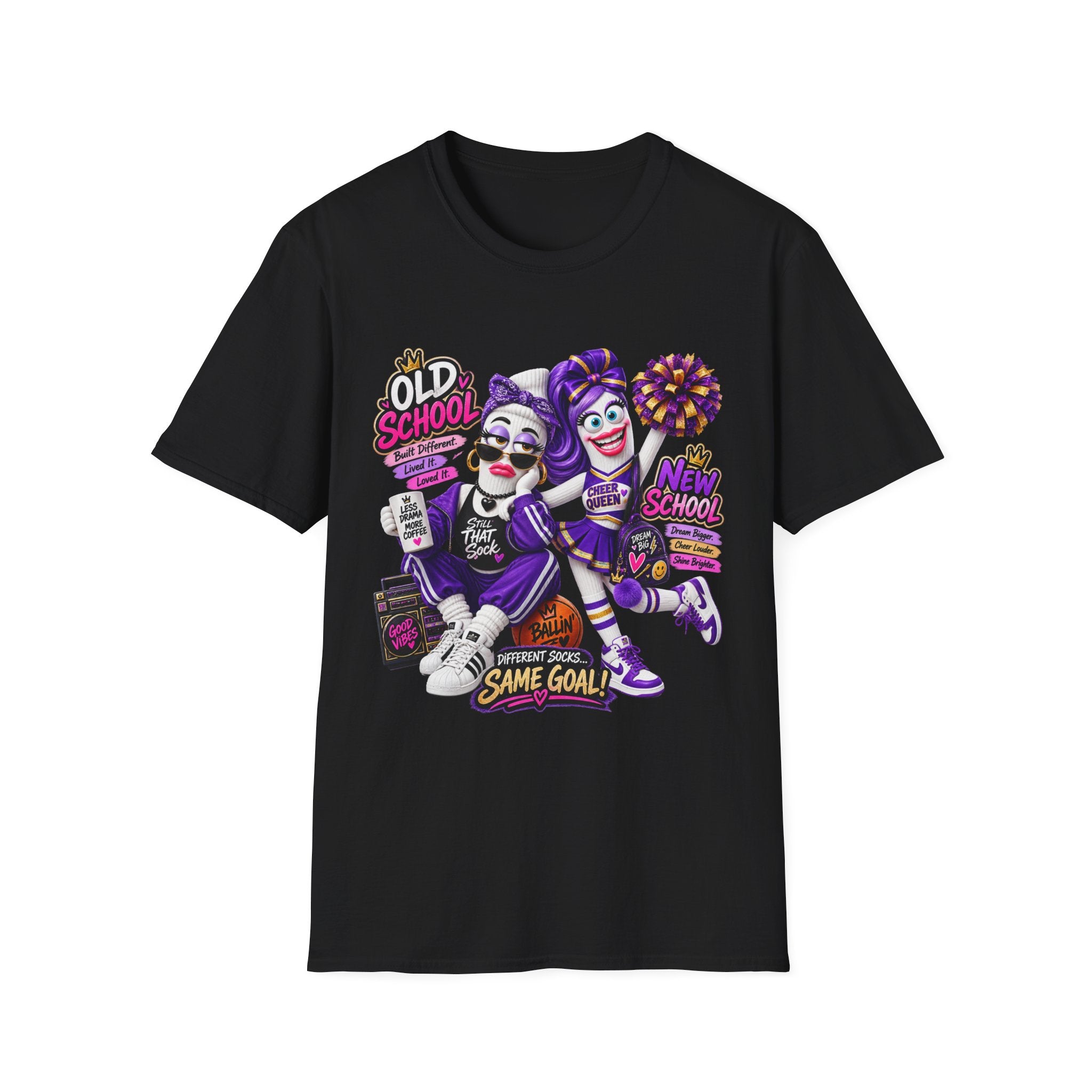 Cheerleader Old School vs New School Graphic T-Shirt