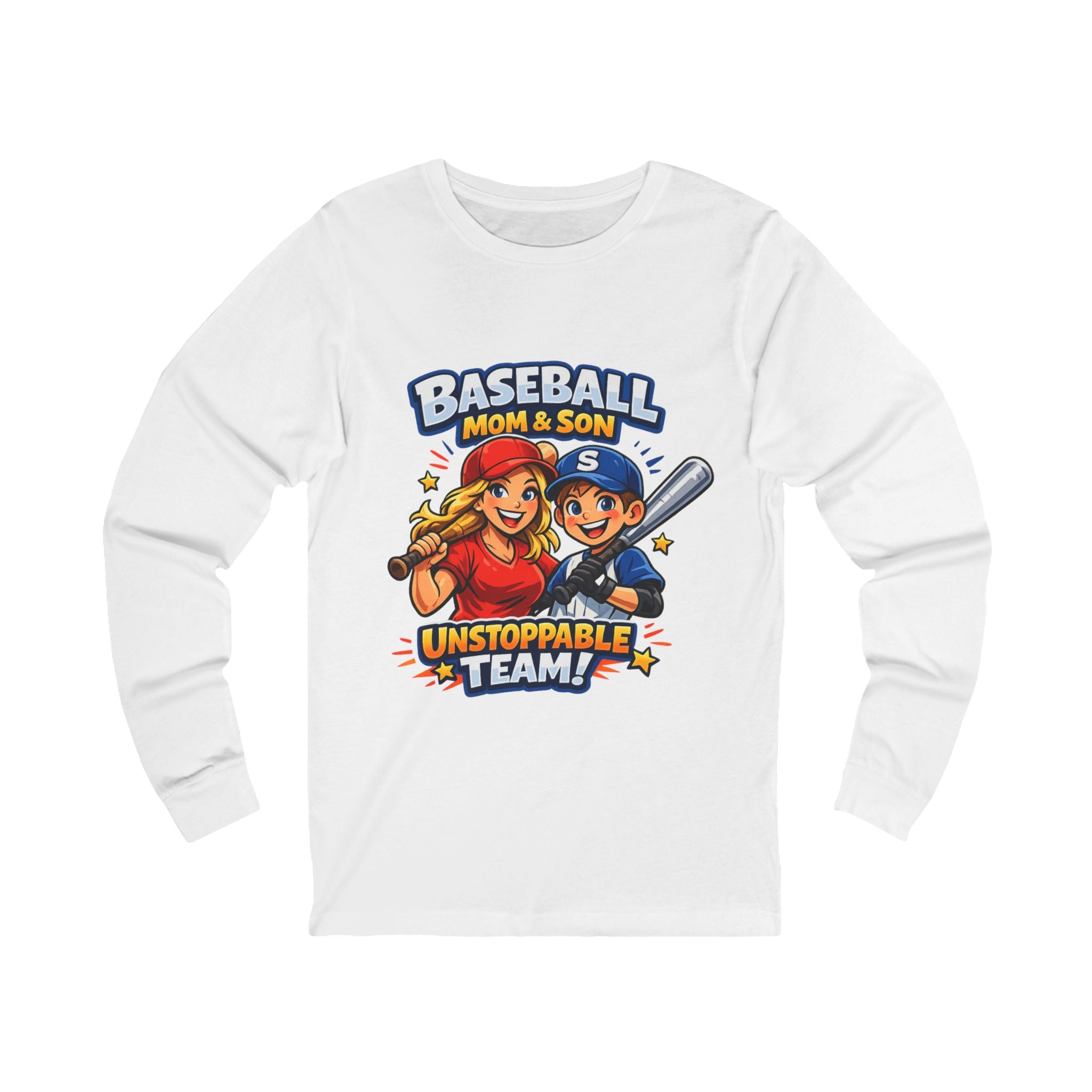 Baseball Mom & Son Long Sleeve Tee — "Unstoppable Team"