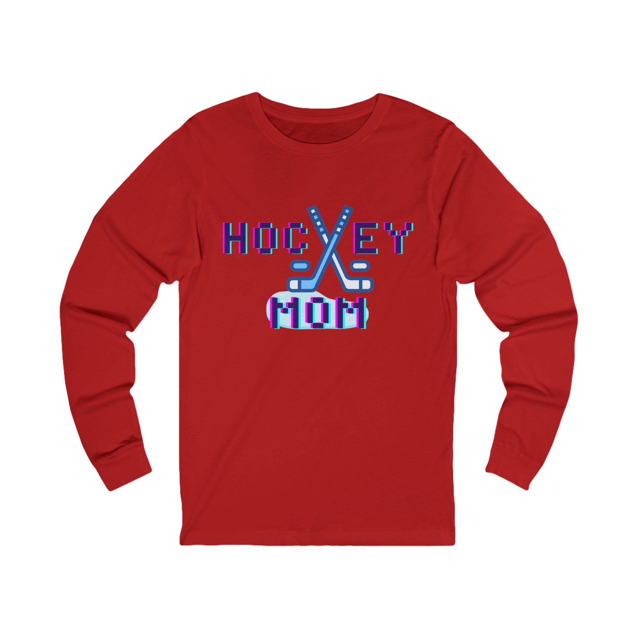 Hockey Mom Long Sleeve Tee — Pixel Hockey Sticks Graphic