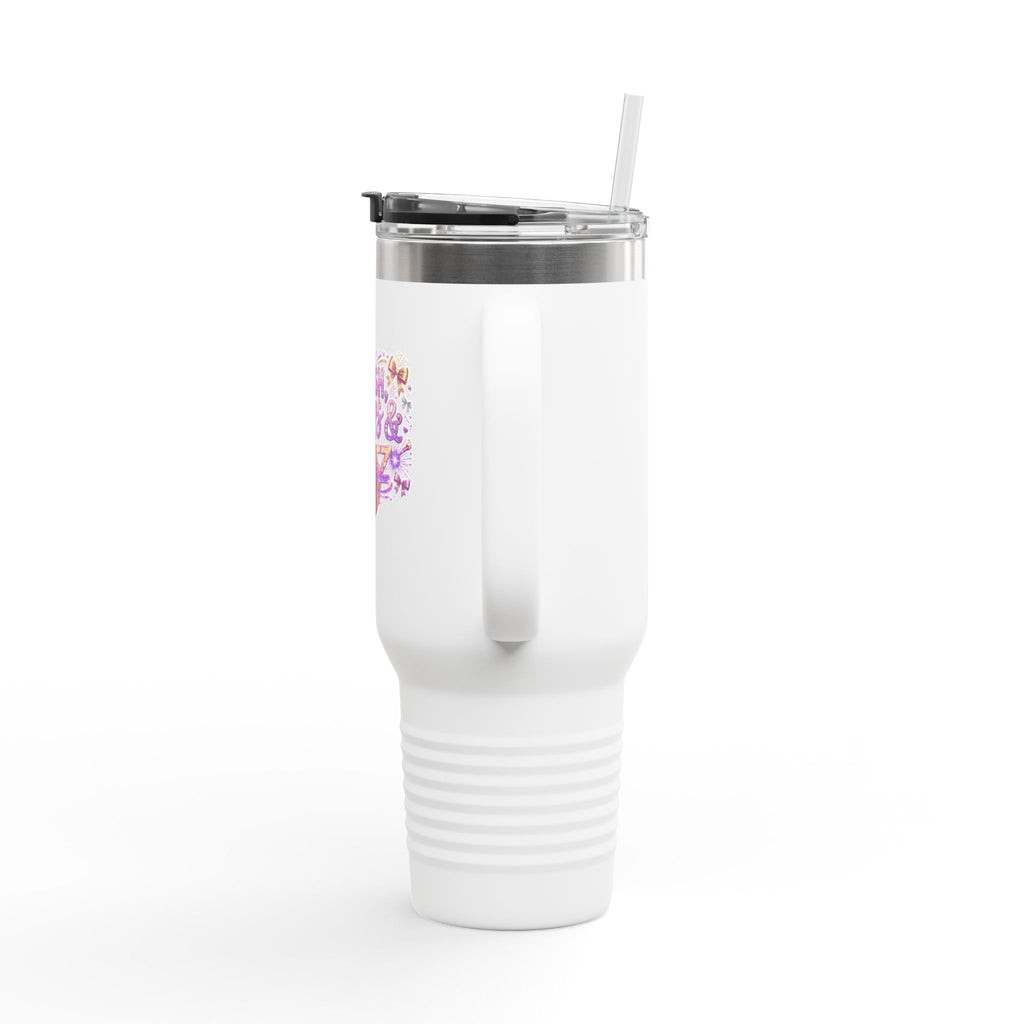 40oz Insulated Travel Mug — 'Blush, Bounce & Brunch' Floral Coffee Tumbler