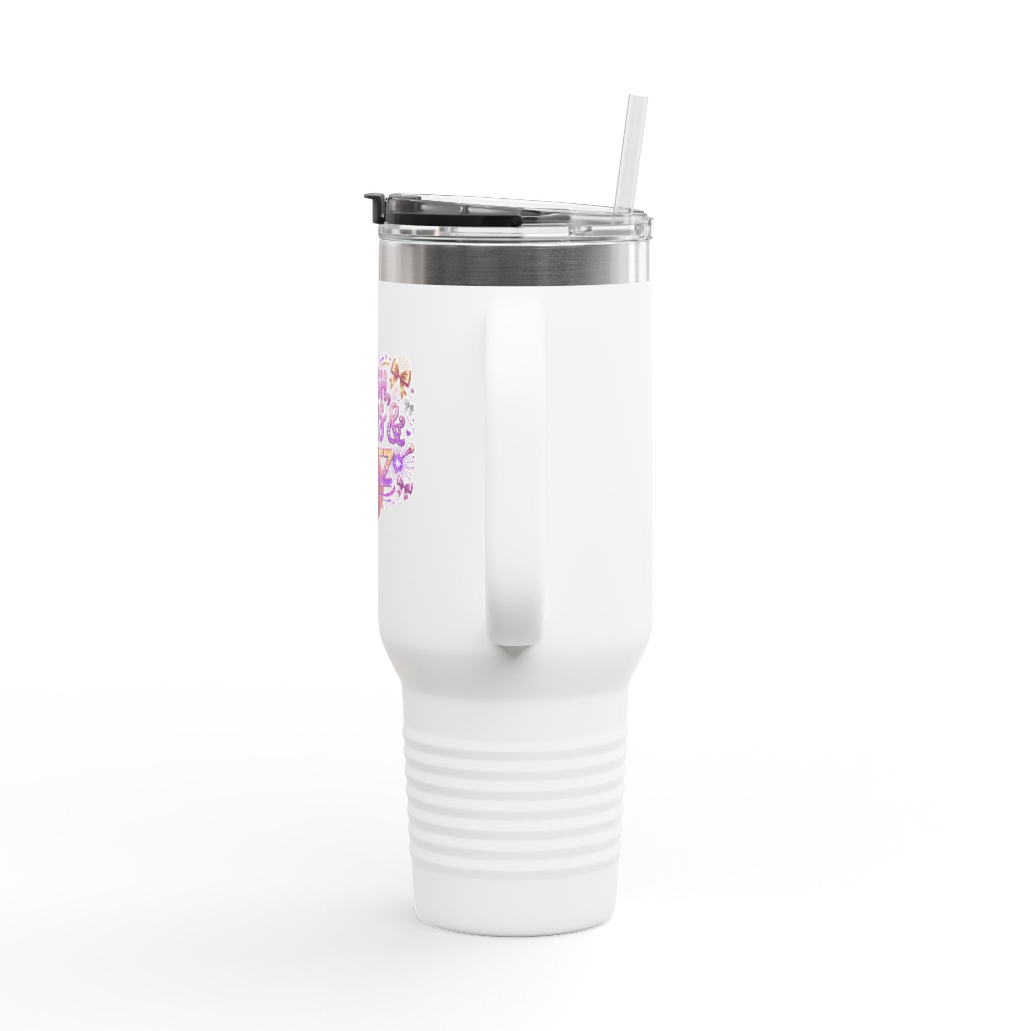 40oz Insulated Travel Mug — 'Blush, Bounce & Brunch' Floral Coffee Tumbler