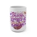 Blush, Bows & Blitz Football Mug — Sparkly Pink Cheerleader Game Day 15oz Ceramic