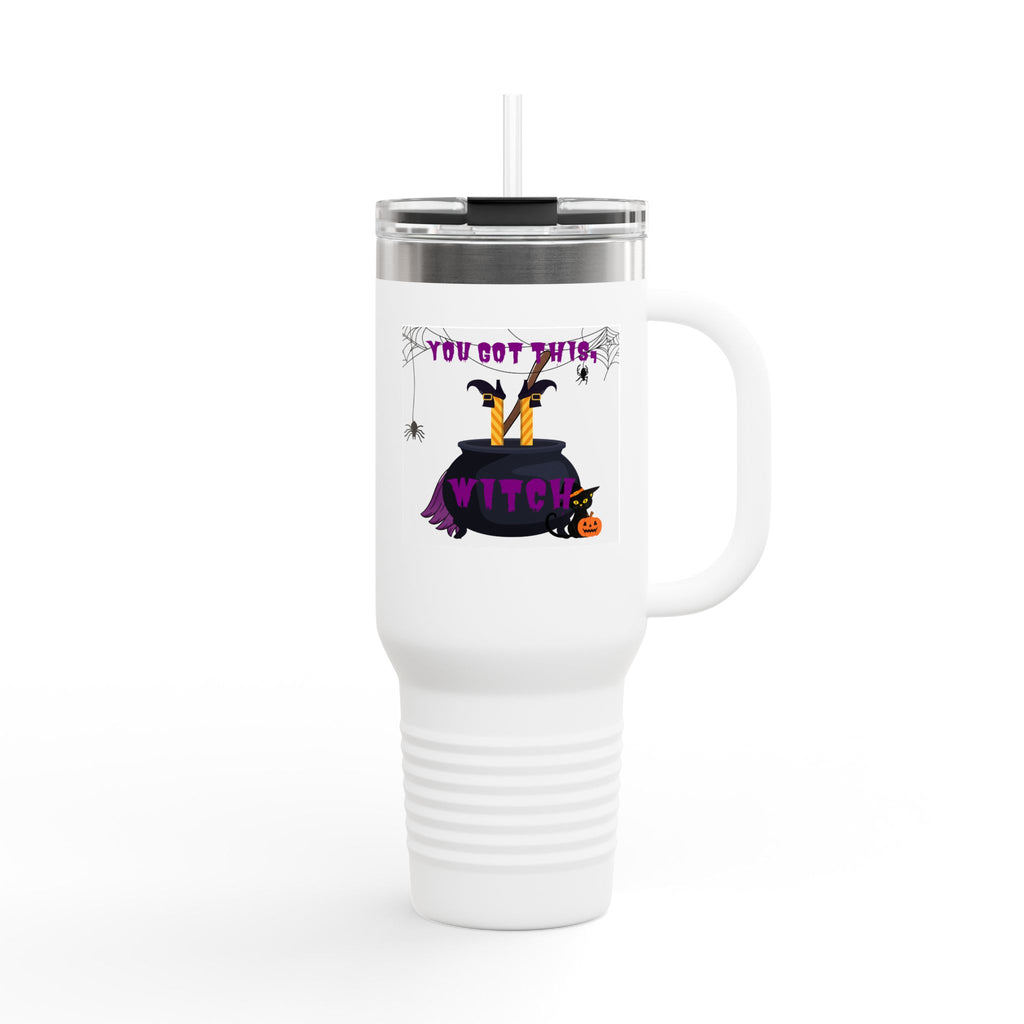 40oz Insulated Travel Mug — 'You Got This Witch' Halloween Cauldron Design