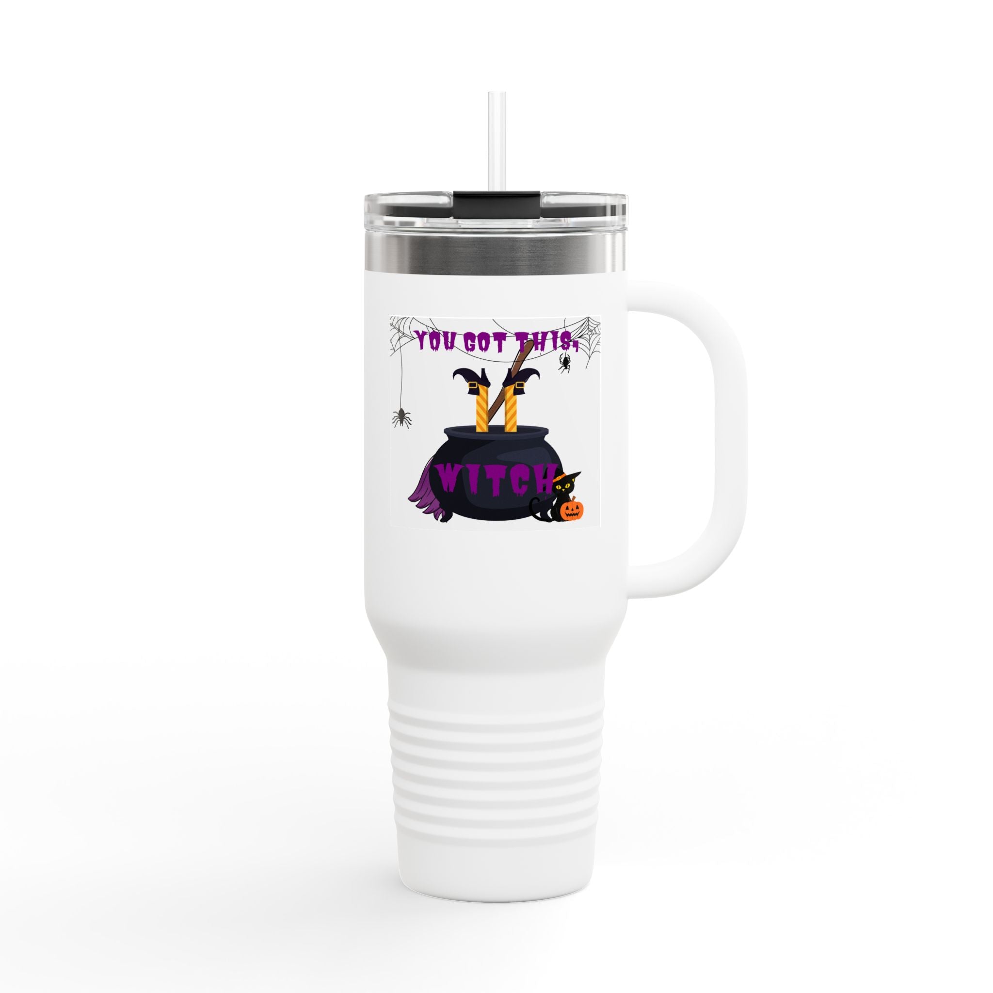 40oz Insulated Travel Mug — 'You Got This Witch' Halloween Cauldron Design