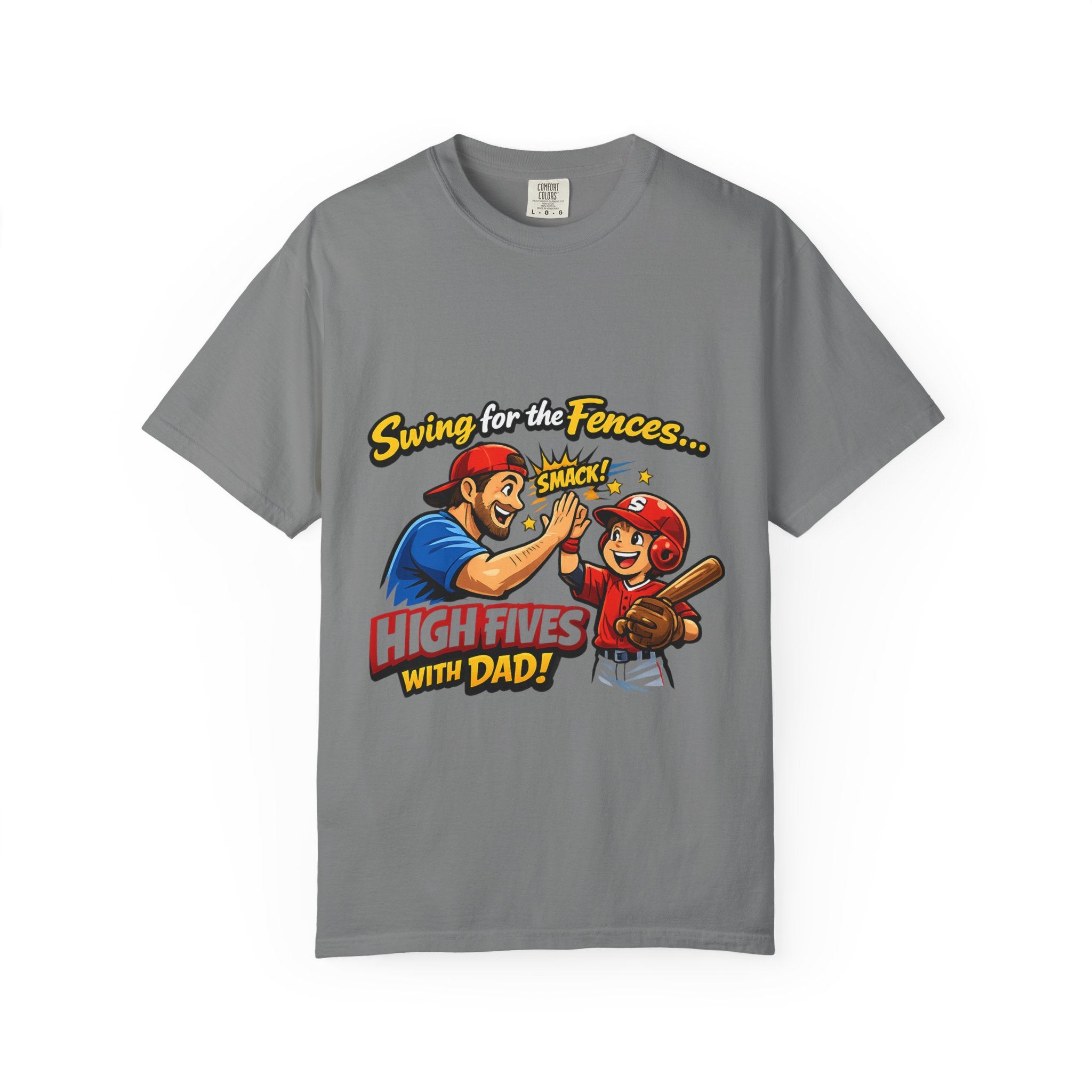 Baseball Dad T-Shirt – “Swing for the Fences… High Fives with Dad!” Retro Sport Tee
