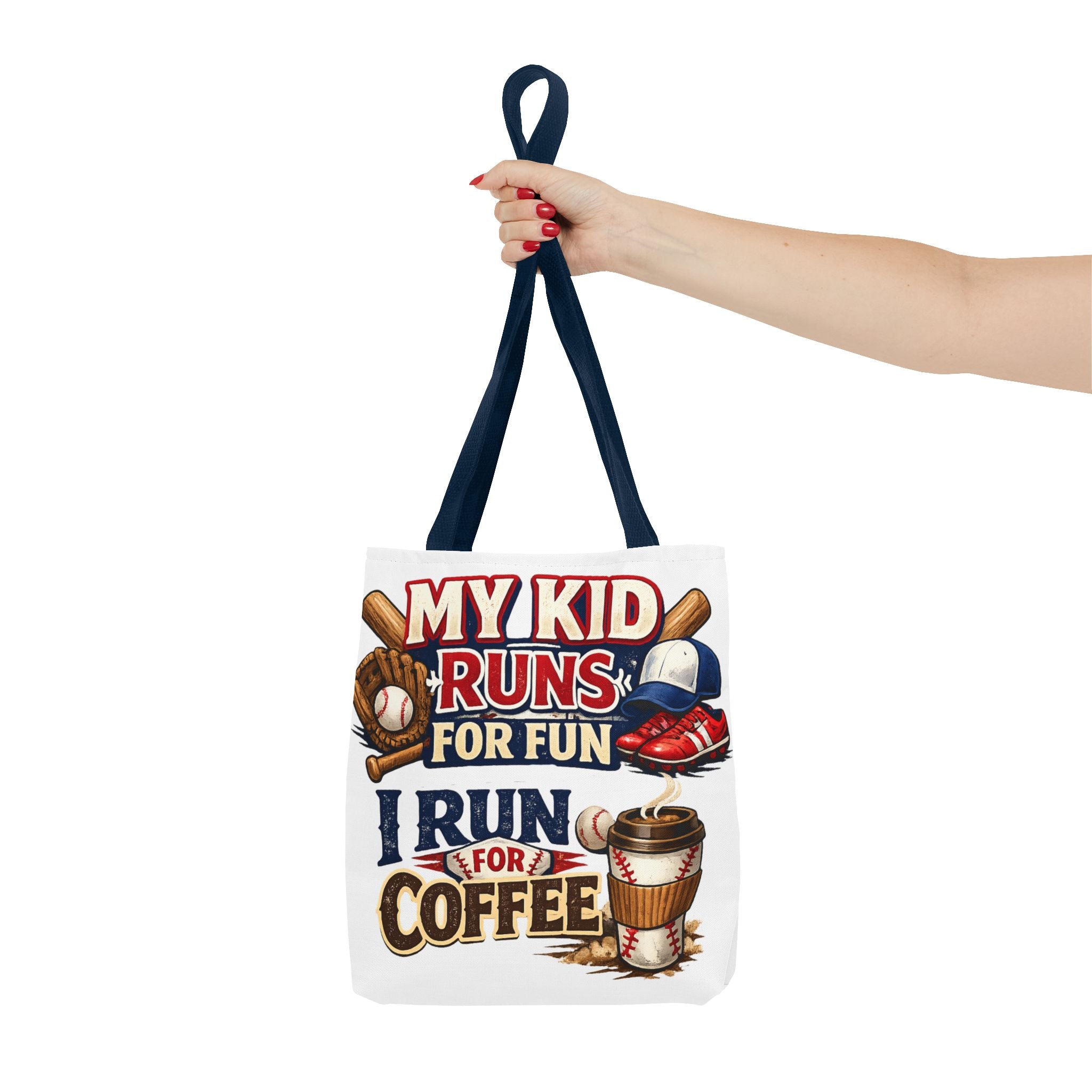Tote Bag — "My Kid Runs for Fun, I Run for Coffee" Baseball Mom Tote