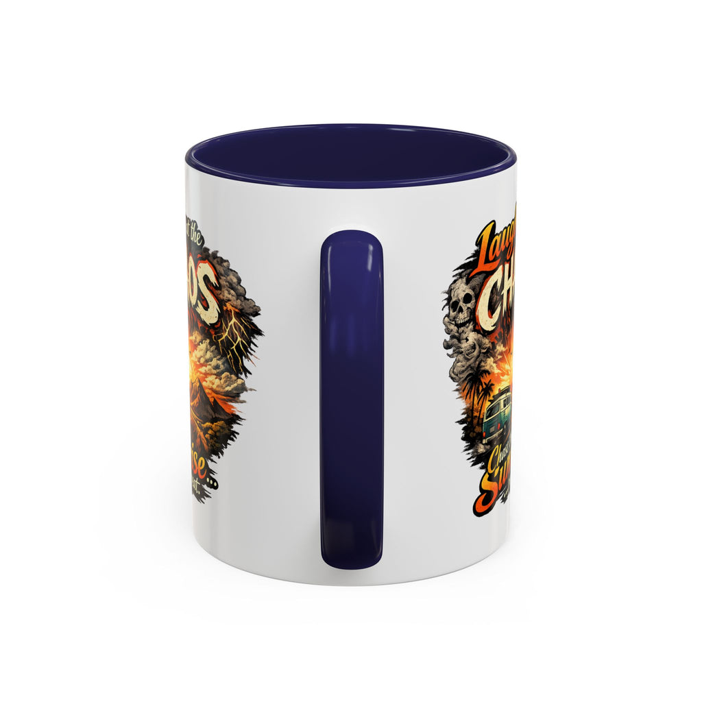 Laugh at the Chaos Sunrise Accent Coffee Mug — Retro Beach Camper Coffee Cup (11/15 oz)