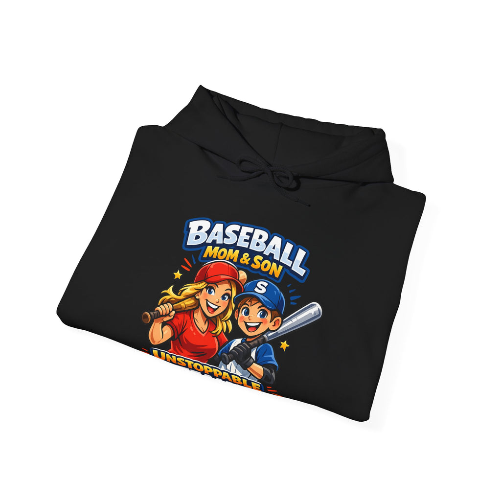 Baseball Mom & Son Hoodie – "Unstoppable Team" Graphic Pullover