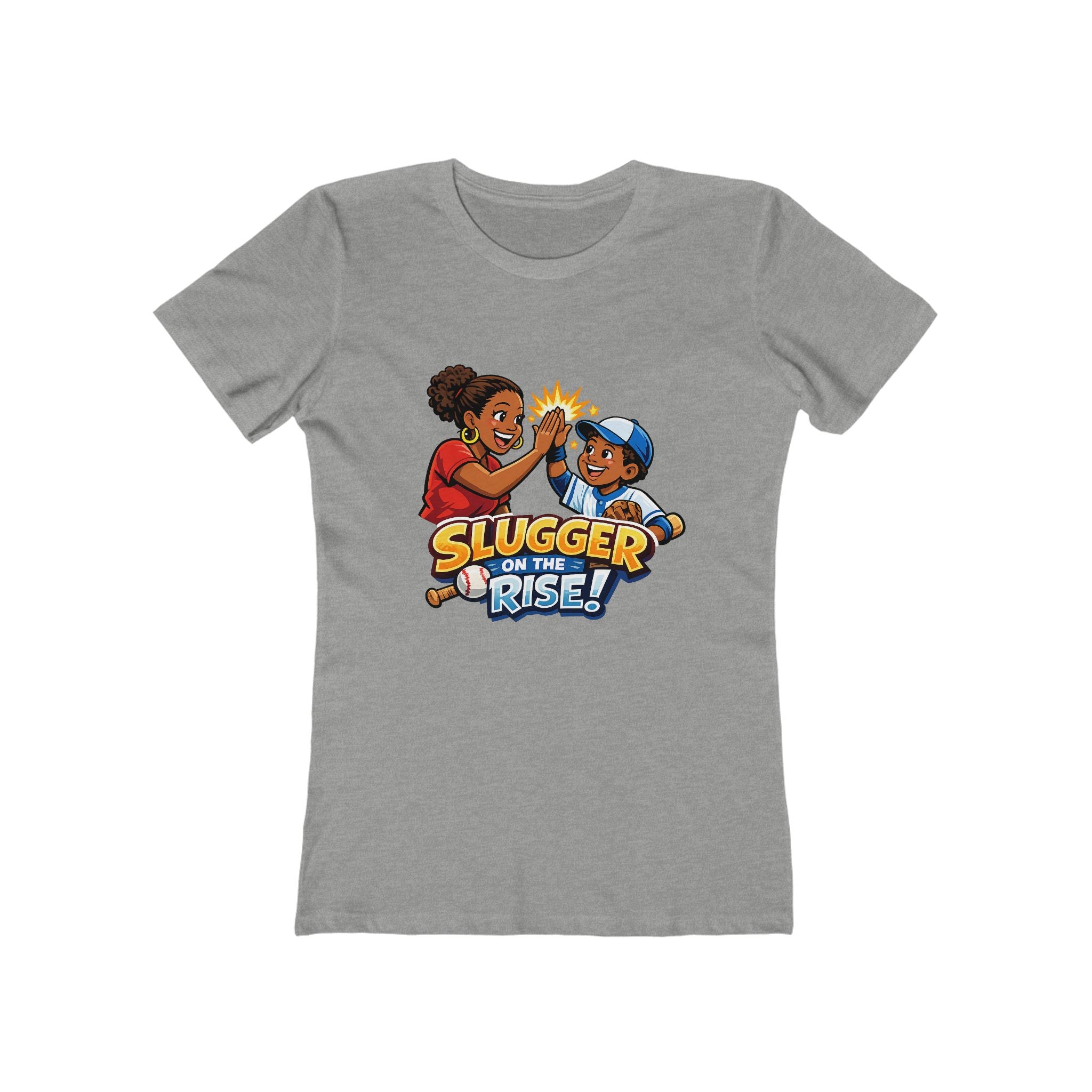 Slugger On The Rise! Women's Graphic Tee — Cute Baseball High-Five Design