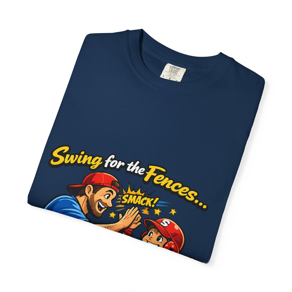 Baseball Dad T-Shirt – “Swing for the Fences… High Fives with Dad!” Retro Sport Tee