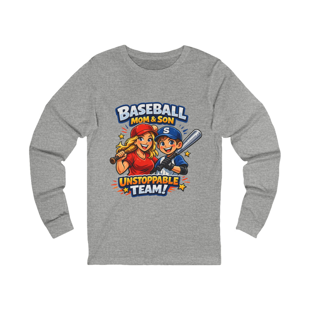 Baseball Mom & Son Long Sleeve Tee — "Unstoppable Team"