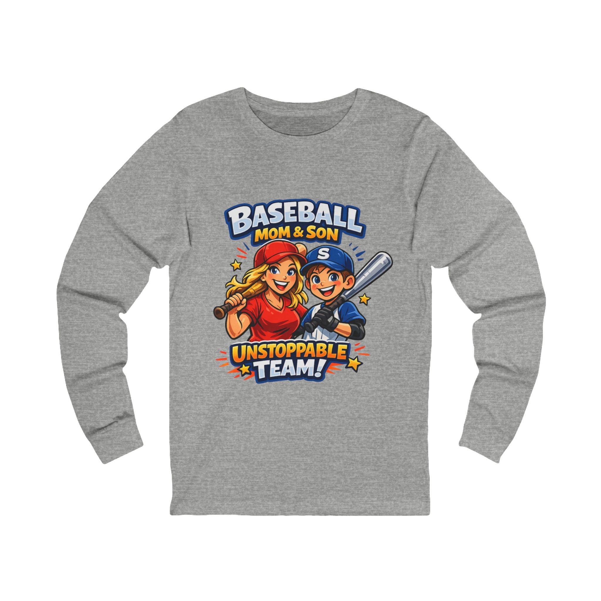 Baseball Mom & Son Long Sleeve Tee — "Unstoppable Team"