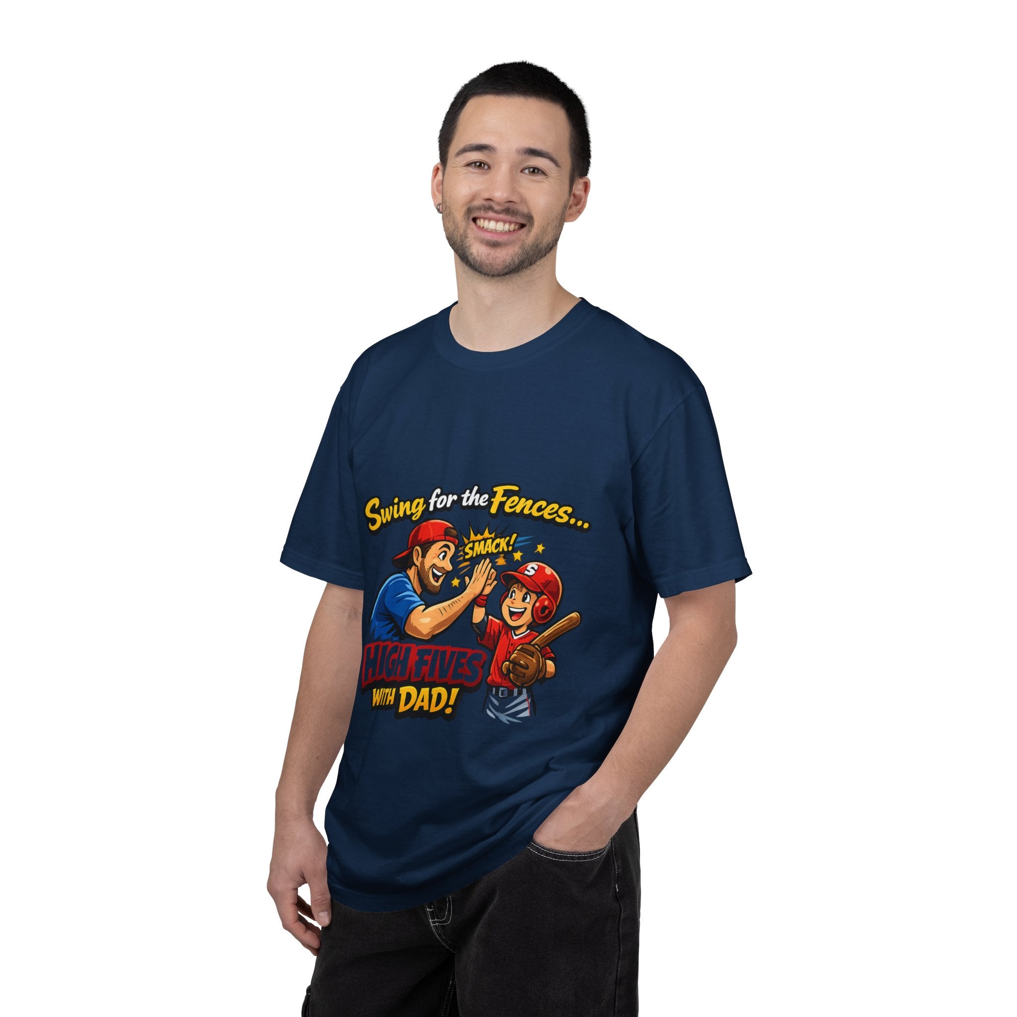 Baseball Dad T-Shirt – “Swing for the Fences… High Fives with Dad!” Retro Sport Tee