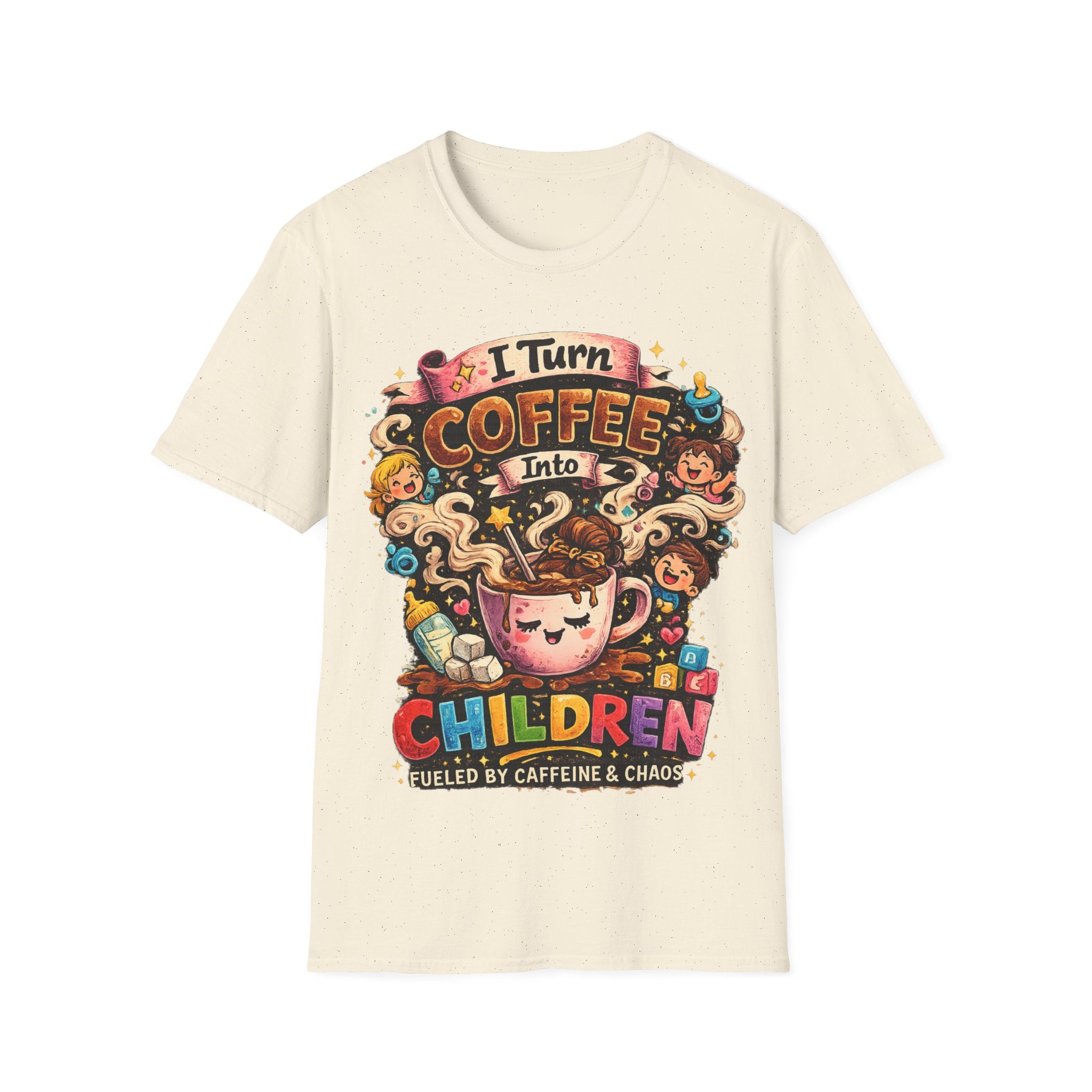 I Turn Coffee Into Children T-Shirt — Funny Mom Coffee Tee
