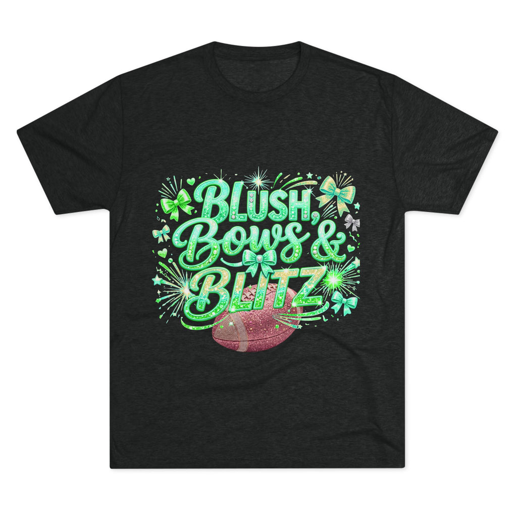 Blush, Bows & Blitz Football Tee — Cute Cheer Mom Game Day Shirt