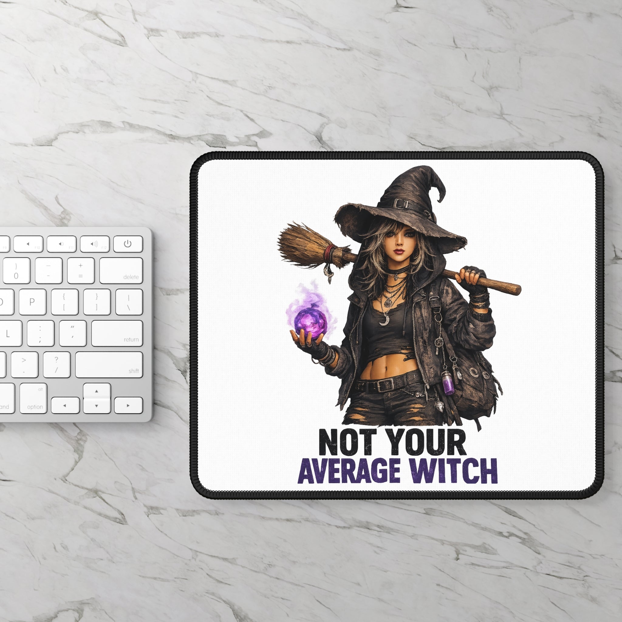 Not Your Average Witch Gaming Mouse Pad — Gothic Fantasy Witchcraft Desk Mat