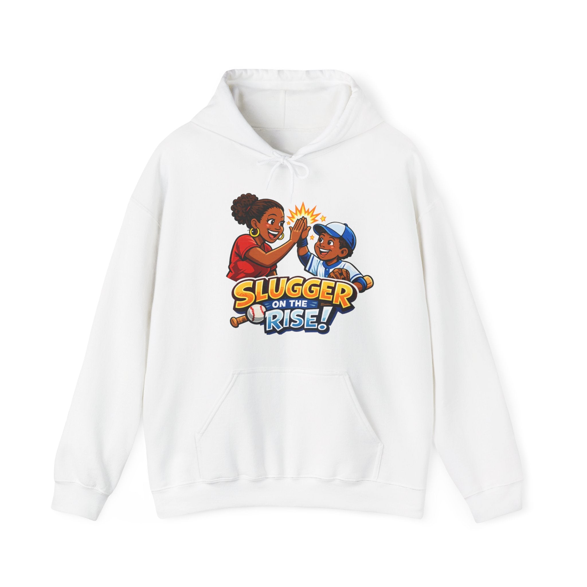 Baseball Hoodie — "Slugger on the Rise!" Kids High-Five Design