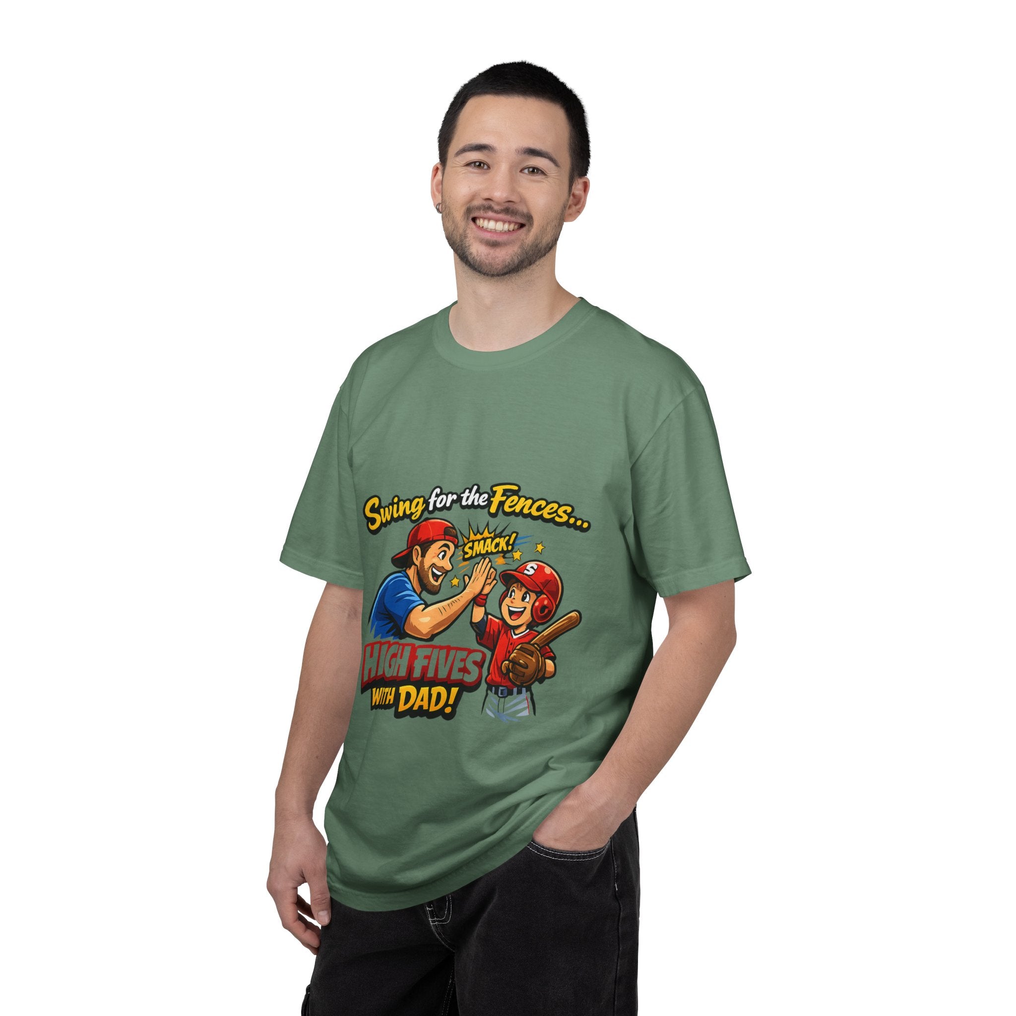 Baseball Dad T-Shirt – “Swing for the Fences… High Fives with Dad!” Retro Sport Tee