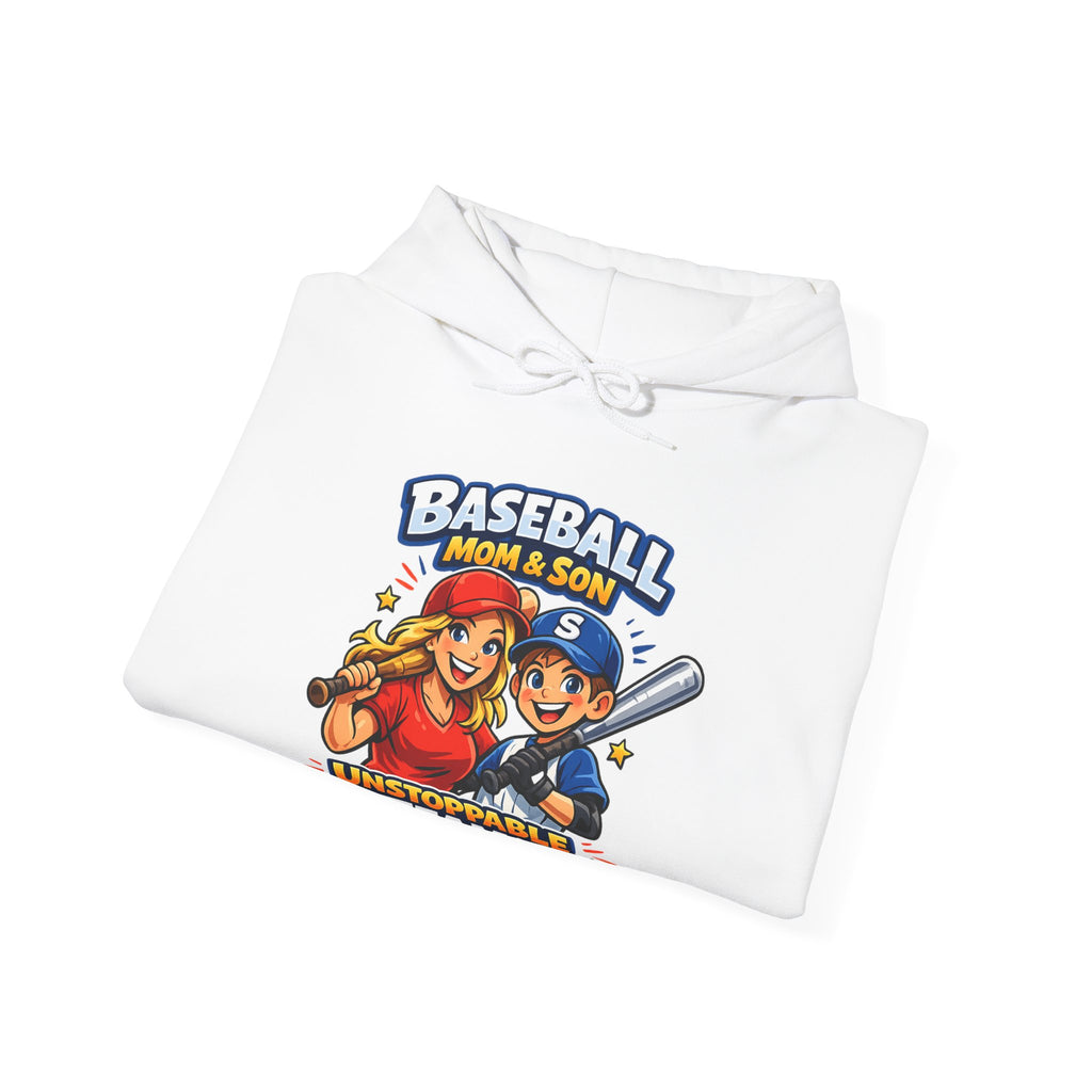 Baseball Mom & Son Hoodie – "Unstoppable Team" Graphic Pullover