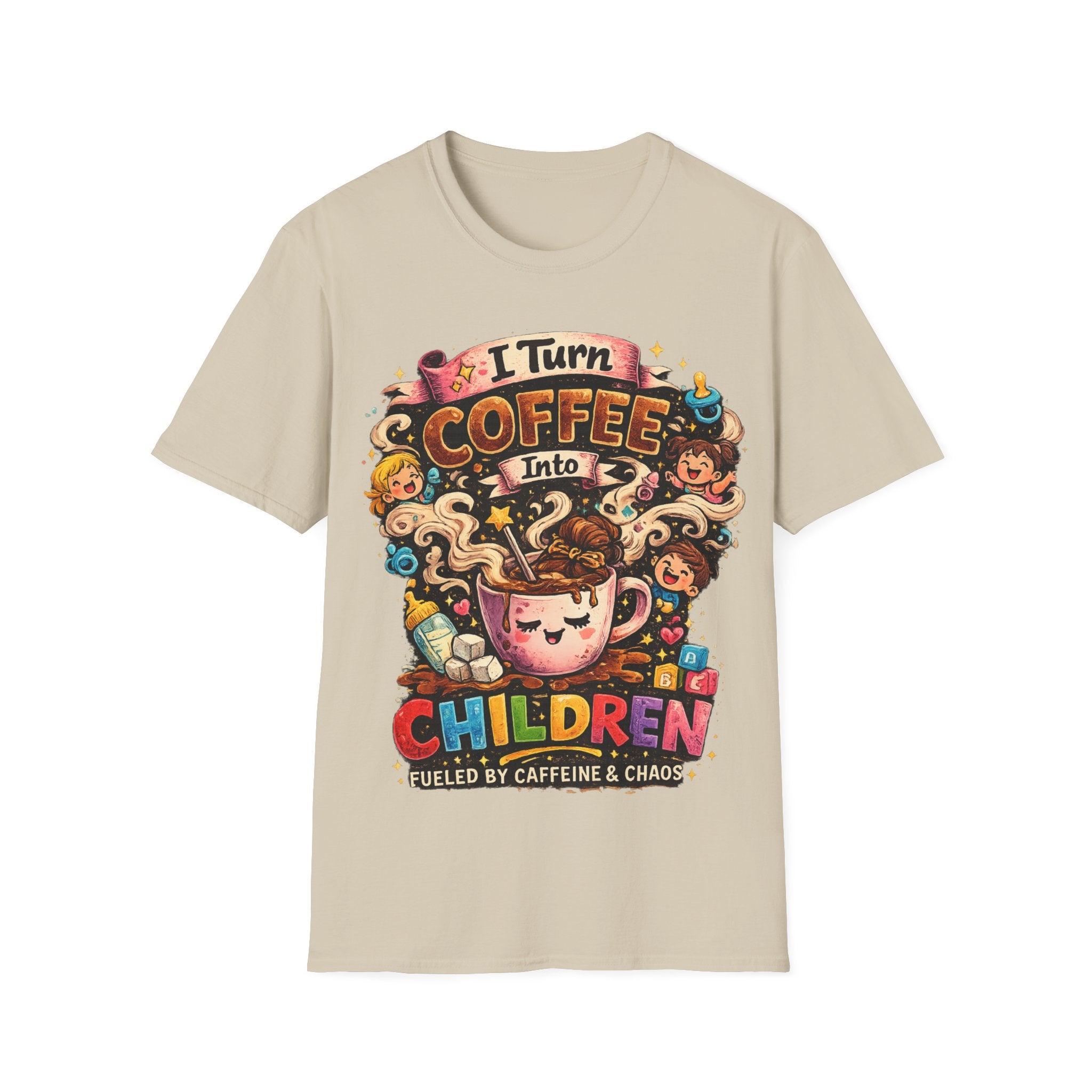 I Turn Coffee Into Children T-Shirt — Funny Mom Coffee Tee