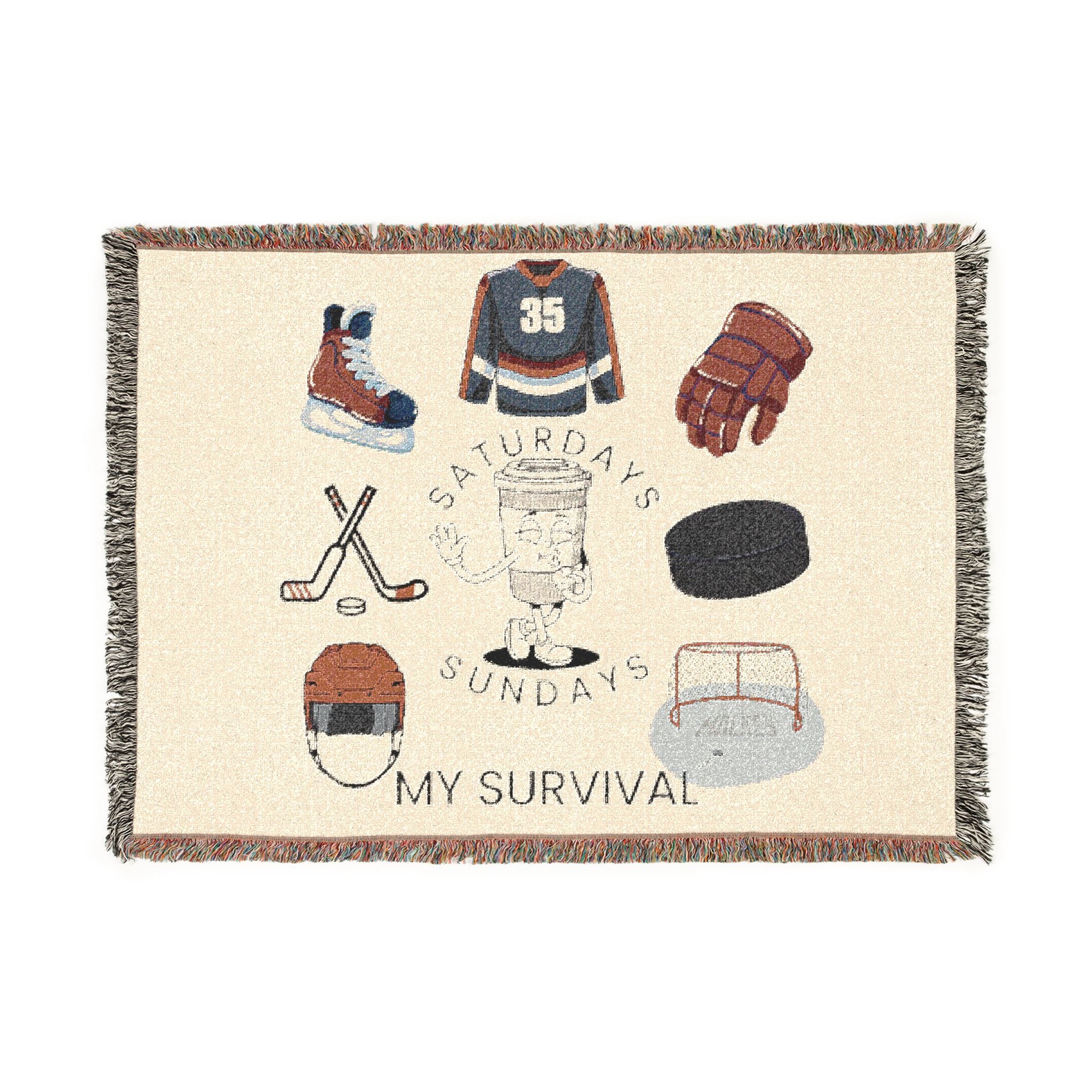 Hockey Survival Woven Blanket — Game Day Sports Throw