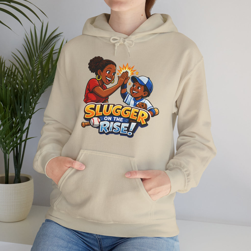 Baseball Hoodie — "Slugger on the Rise!" Kids High-Five Design