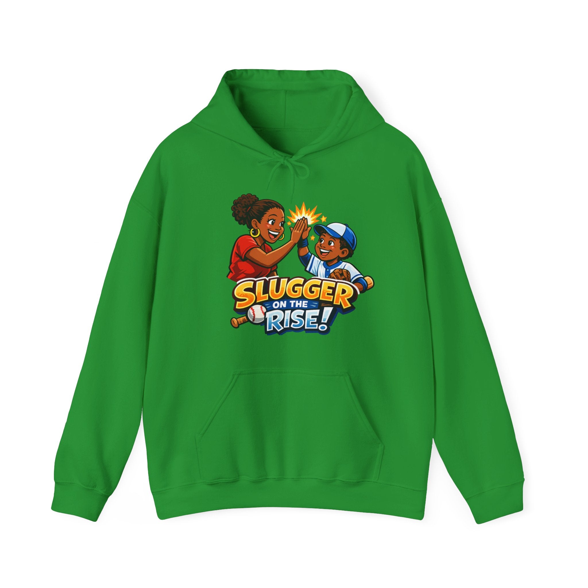 Baseball Hoodie — "Slugger on the Rise!" Kids High-Five Design
