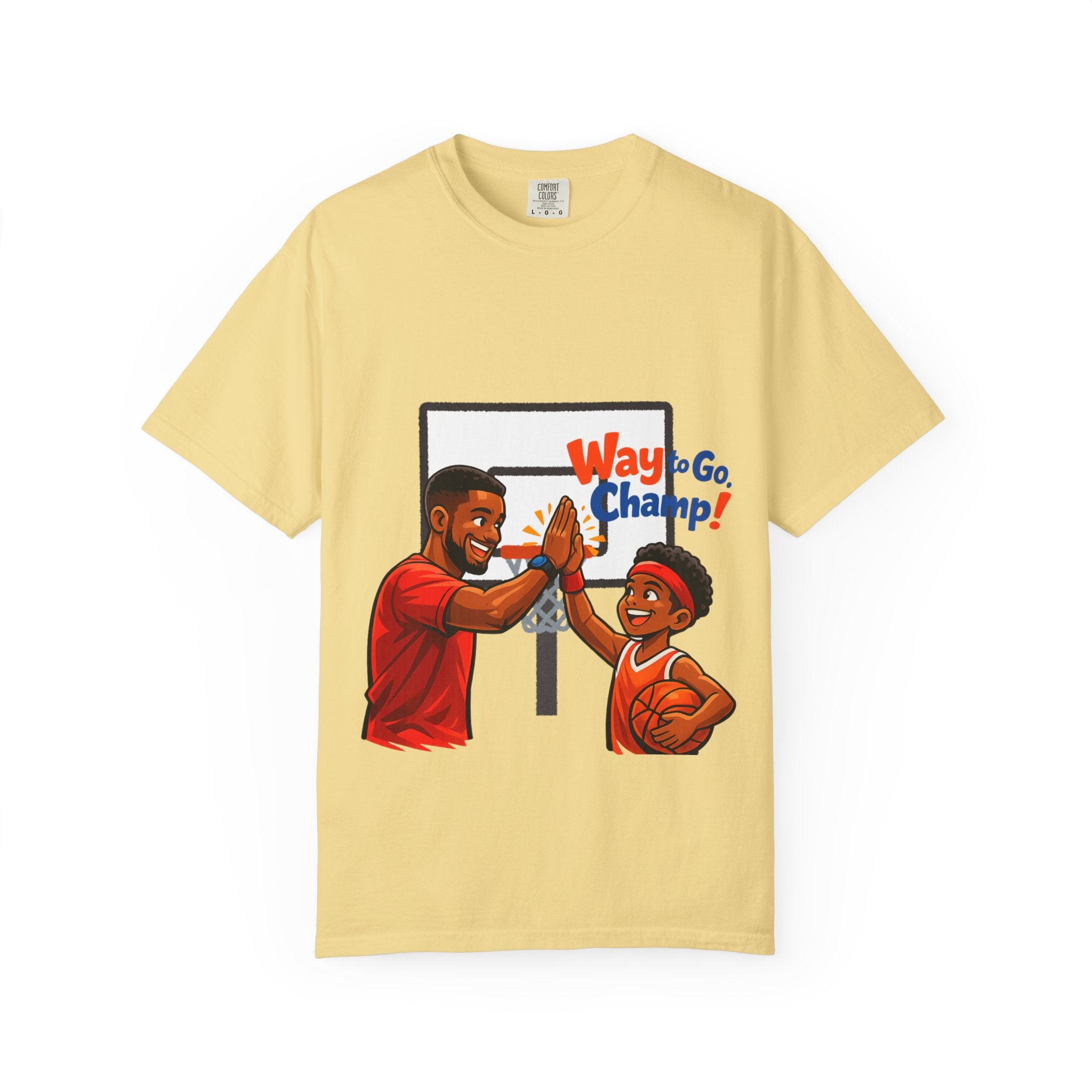 Basketball Dad & Son T-Shirt — “Way to Go, Champ!” High-Five Sports Tee