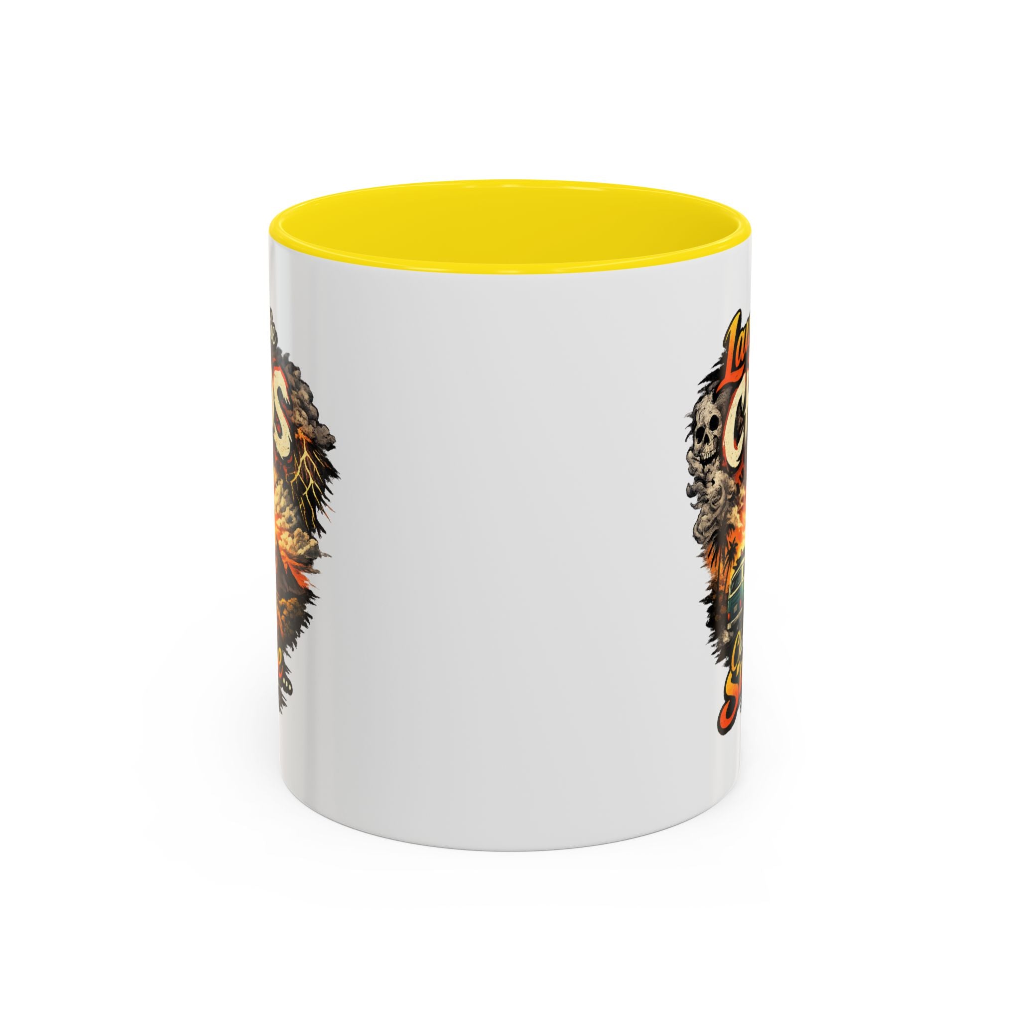 Laugh at the Chaos Sunrise Accent Coffee Mug — Retro Beach Camper Coffee Cup (11/15 oz)