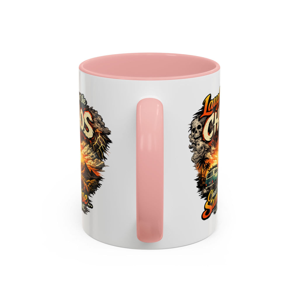 Laugh at the Chaos Sunrise Accent Coffee Mug — Retro Beach Camper Coffee Cup (11/15 oz)