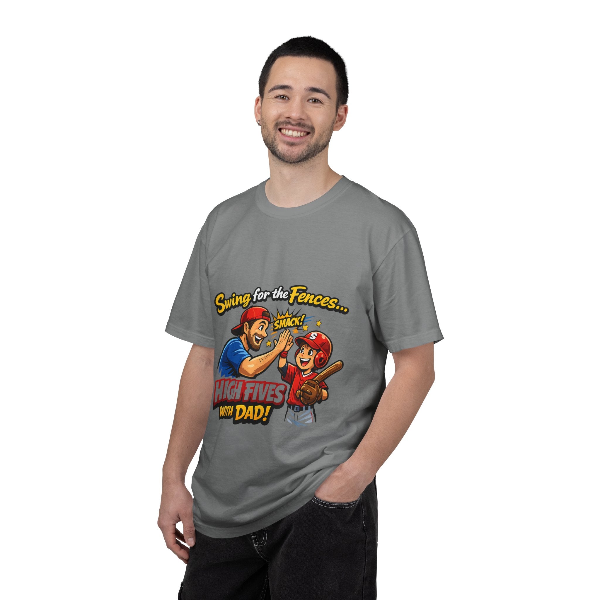 Baseball Dad T-Shirt – “Swing for the Fences… High Fives with Dad!” Retro Sport Tee